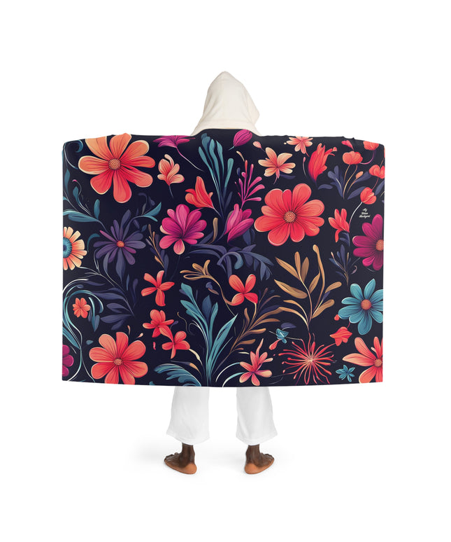 Night Blooming Wildflowers, Cozy Hooded Sherpa Fleece Blanket