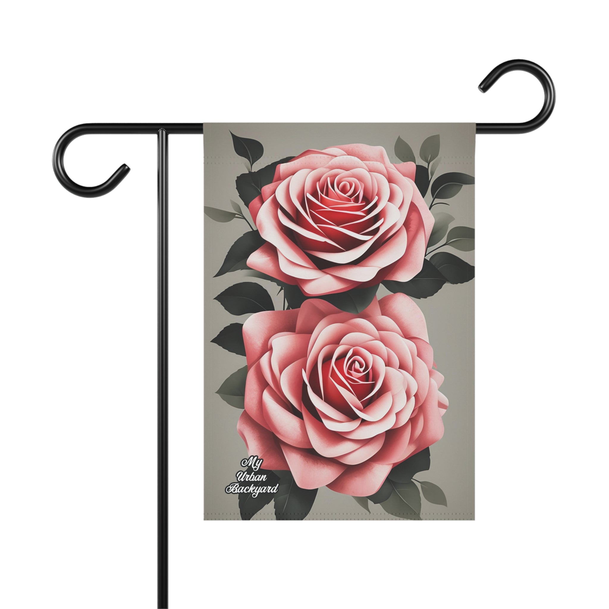 Two Pink Rose Flowers, Garden Flag