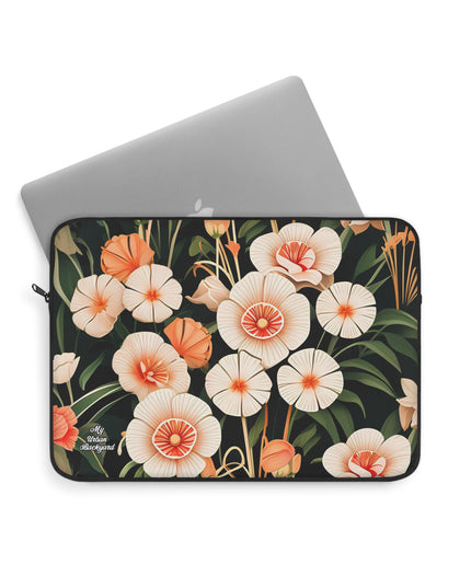 Art Deco Flowers, Laptop Carrying Case, Top Loading Sleeve for School or Work