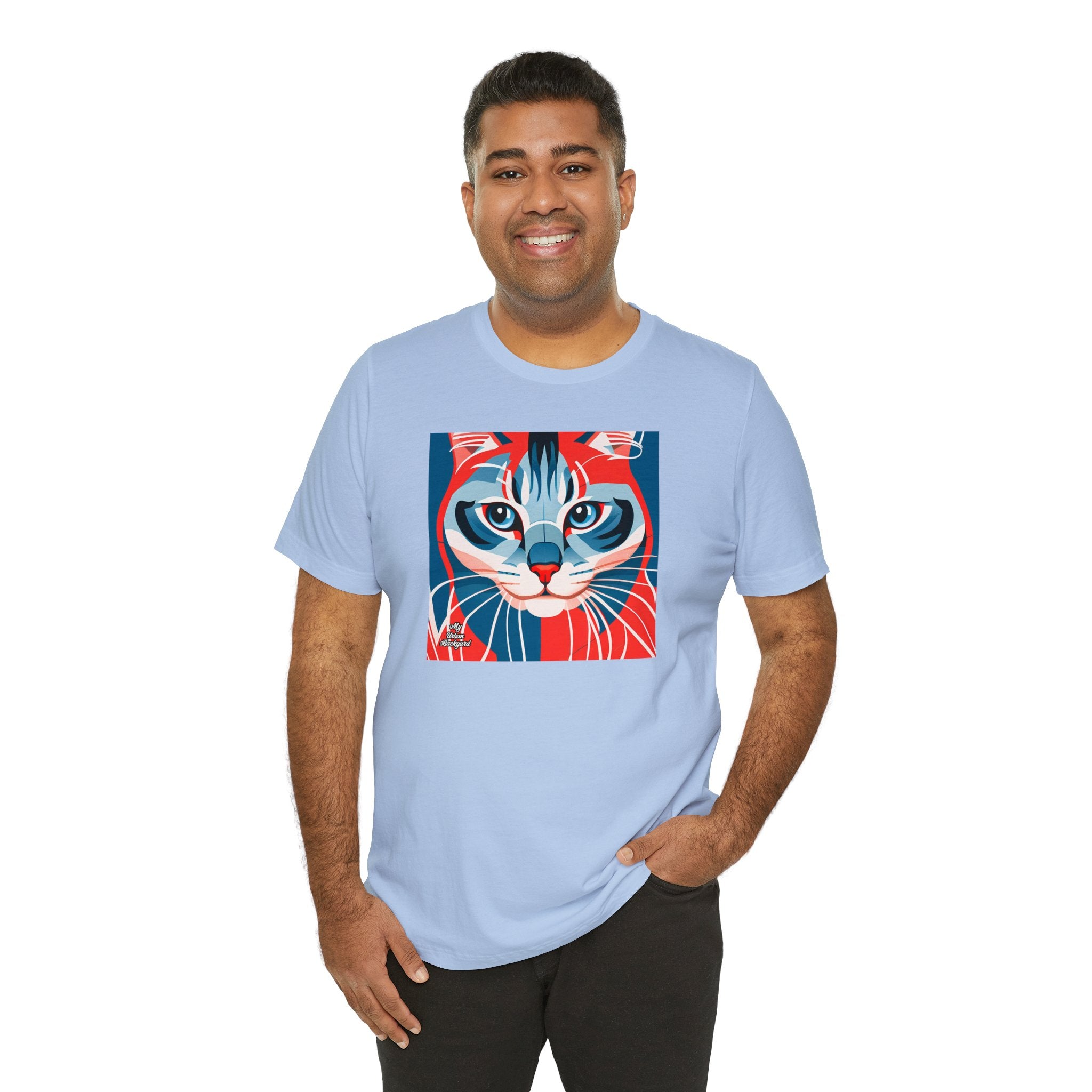 Red White and Blue Cat, Soft 100% Jersey Cotton T-Shirt, Unisex, Short Sleeve, Retail Fit