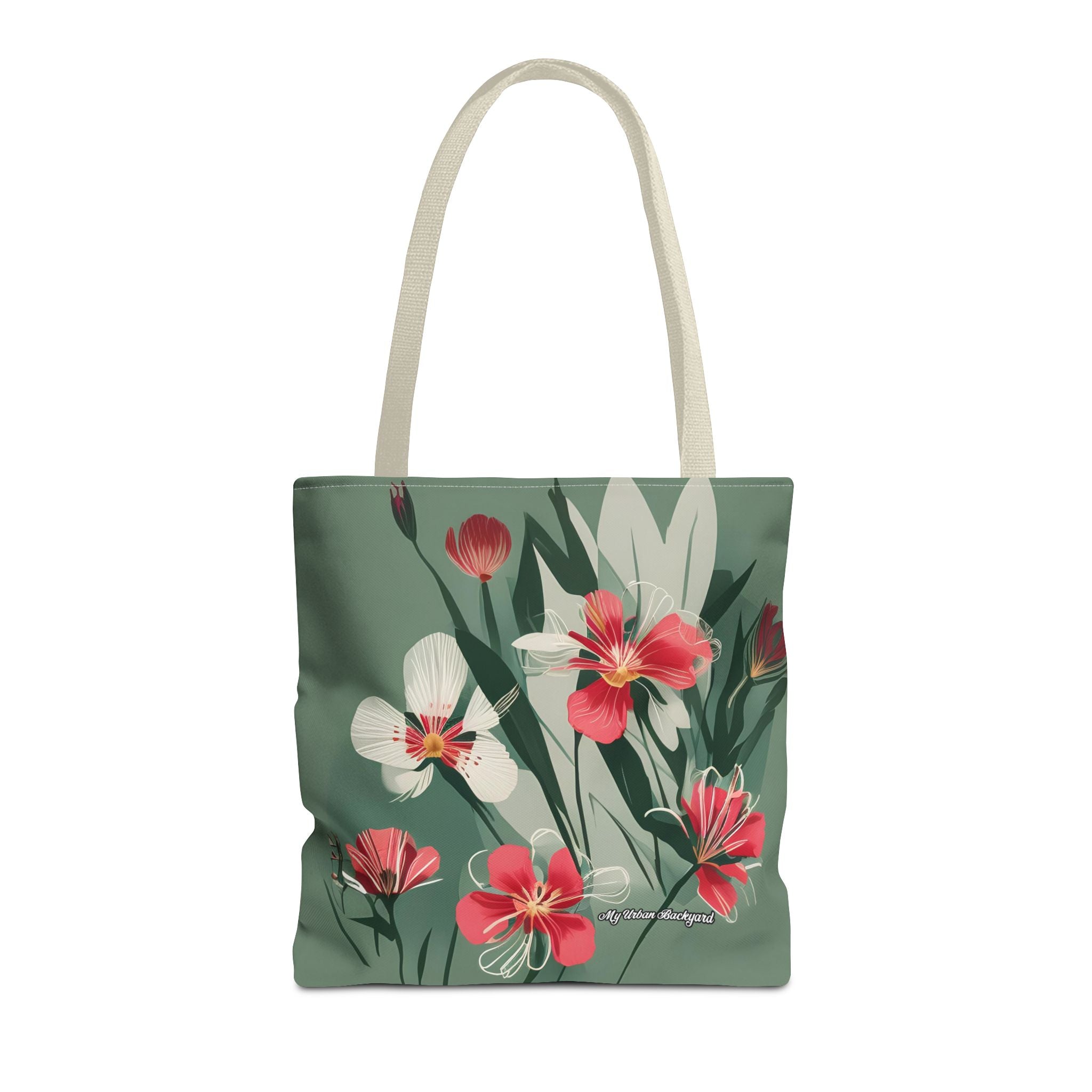 White and Red Wildflowers Tote Bag with Cotton Handles For Everyday Use, 3 Sizes