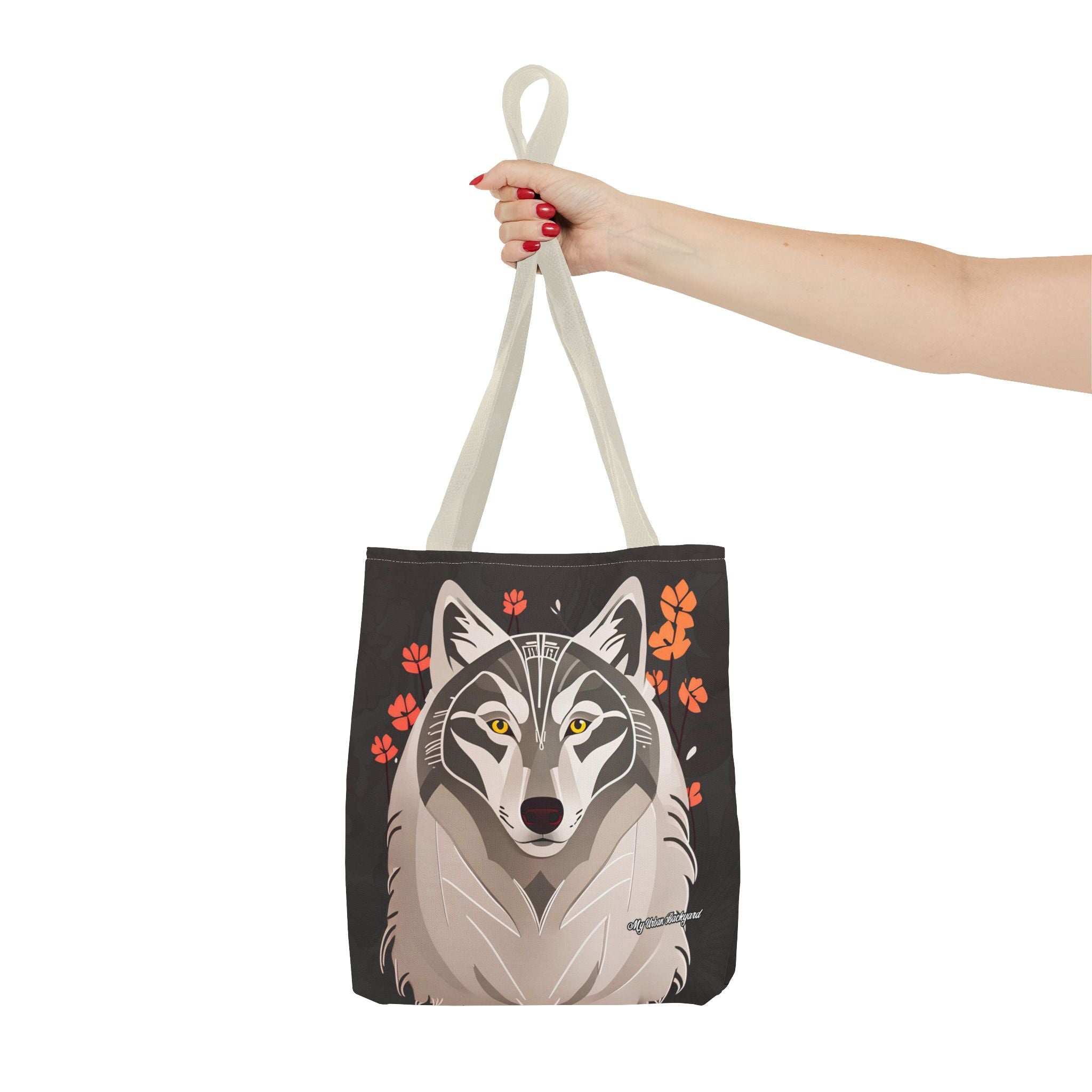 Art Deco Wolf Tote Bag with Cotton Handles For Everyday Use, 3 Sizes