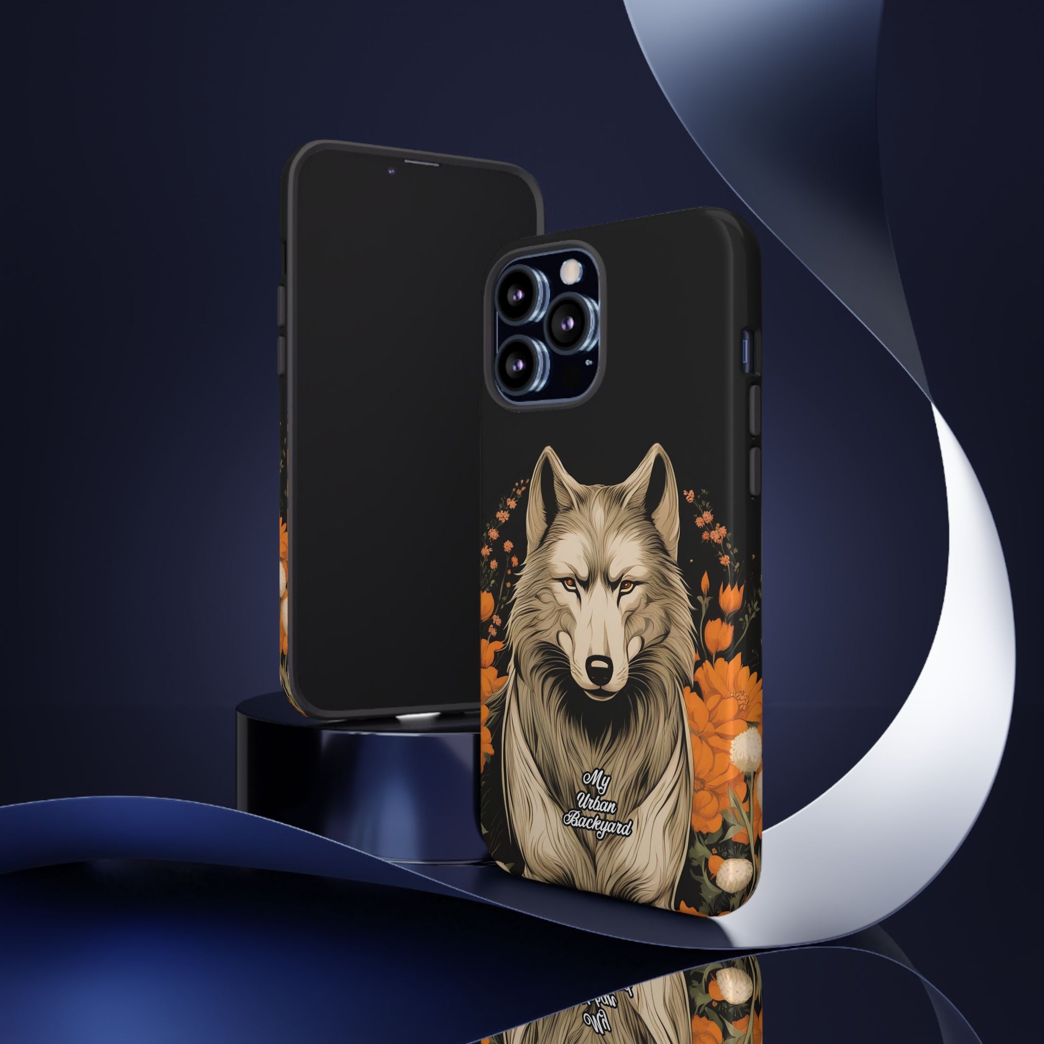 Wolf with Flowers, Animal Cell Phone Case - Apple, Samsung, Google Pixel
