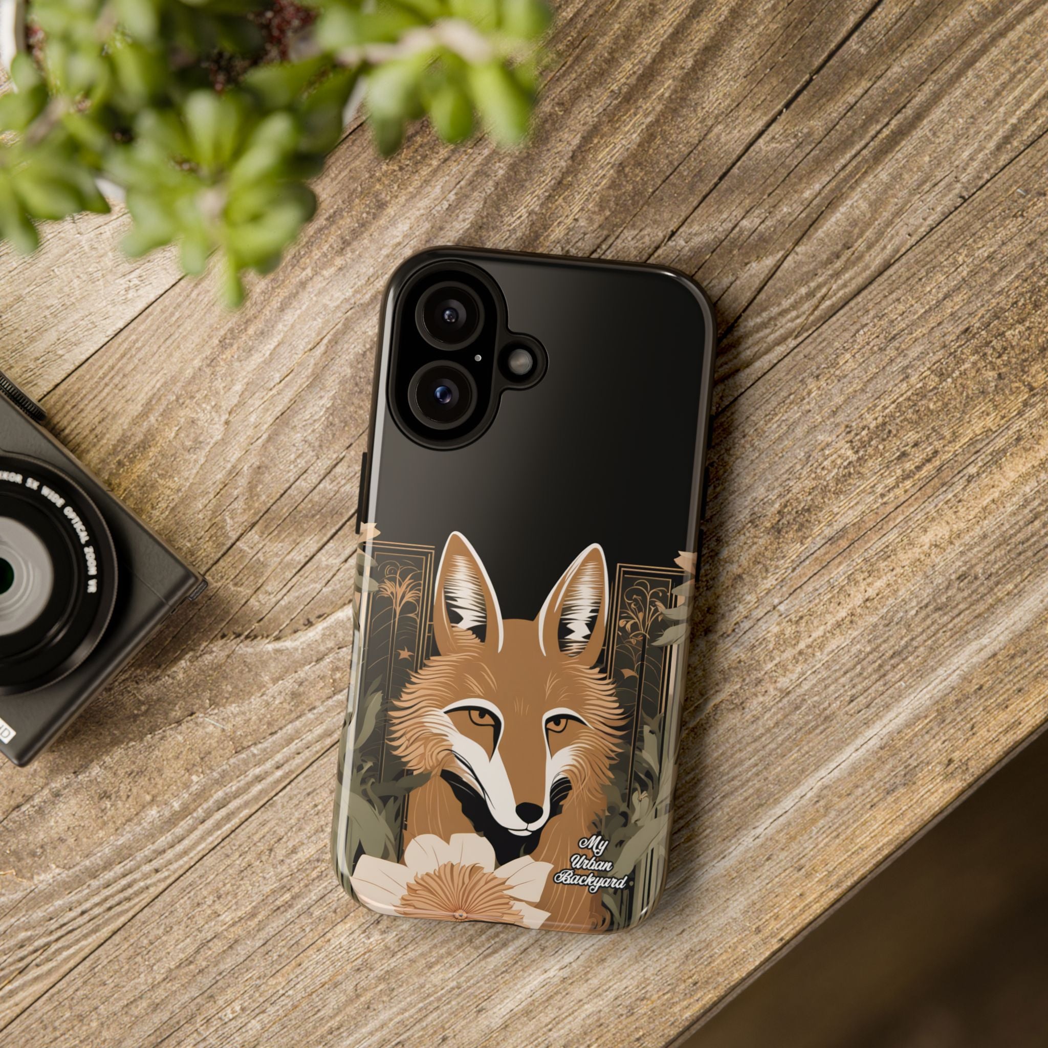 Art Deco Coyote with Flower, Cell Phone Case - Apple, Samsung, Google Pixel