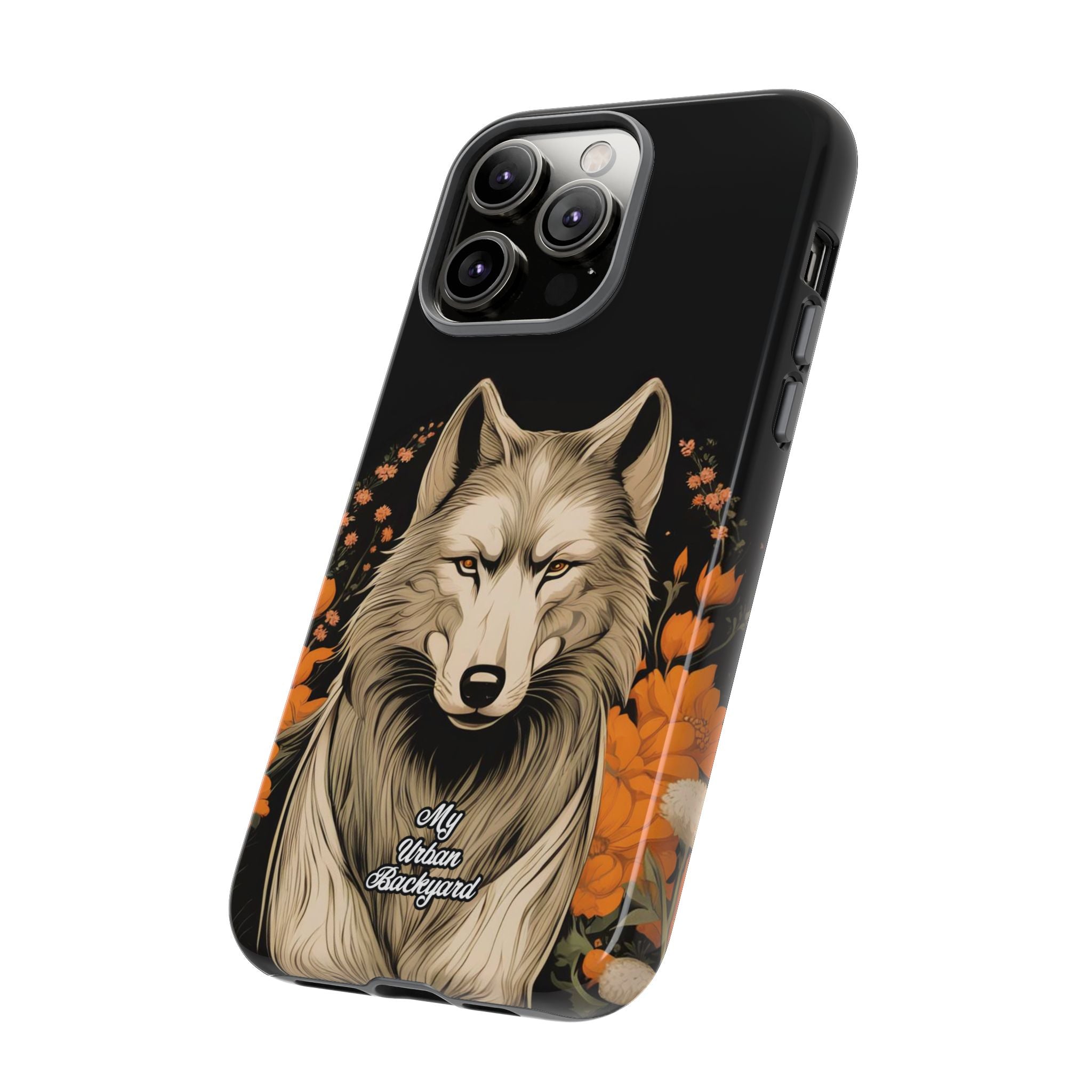 Wolf with Flowers, Animal Cell Phone Case - Apple, Samsung, Google Pixel