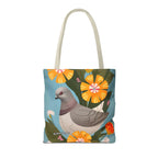 Pigeon and Yellow Flowers Tote Bag with Cotton Handles For Everyday Use, 3 Sizes