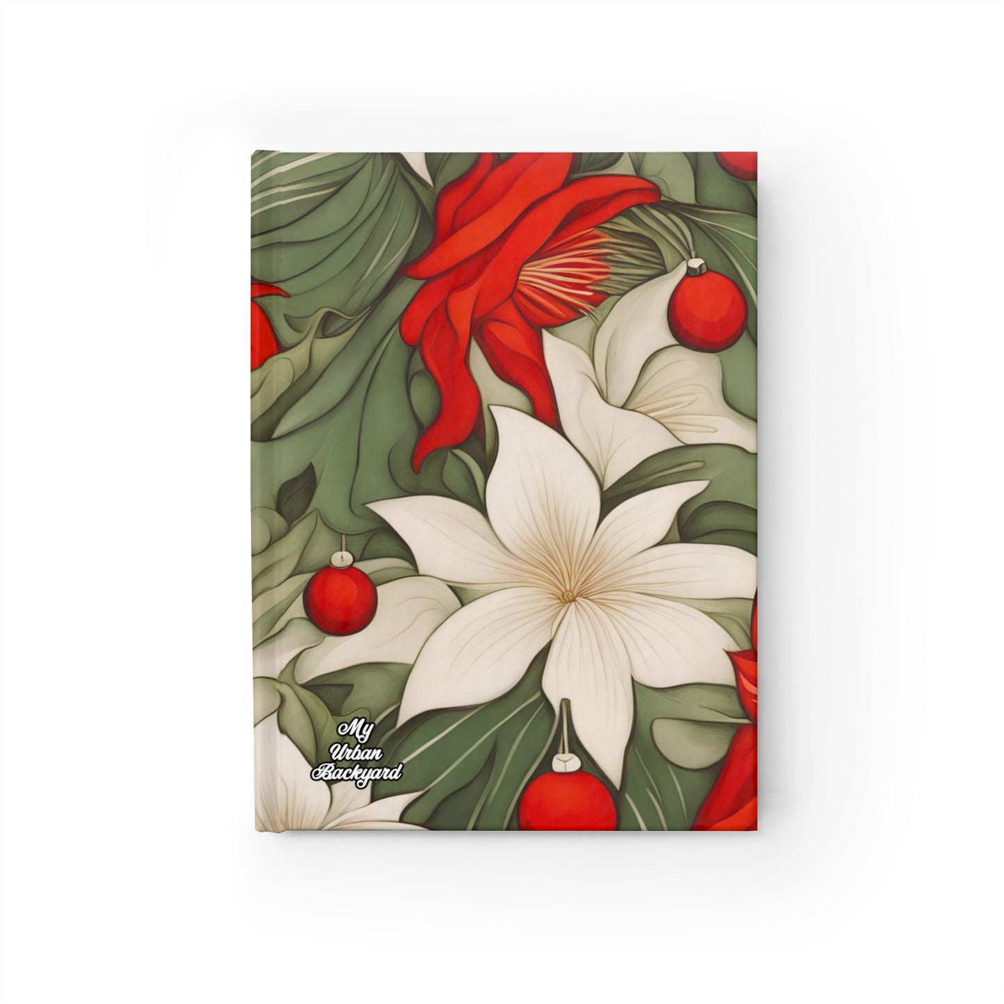 Hardcover Writing Journal with 128 ruled line pages - Christmas Flowers