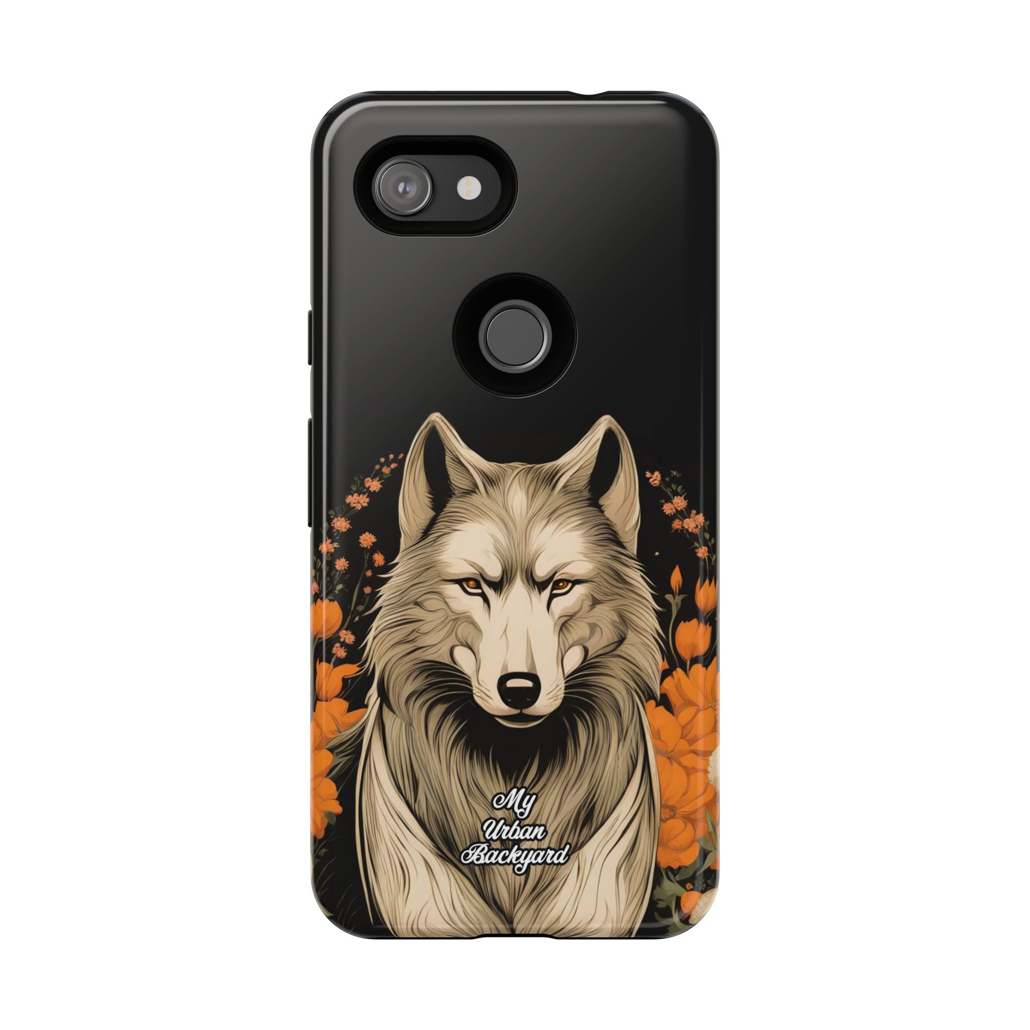 Wolf with Flowers, Animal Cell Phone Case - Apple, Samsung, Google Pixel