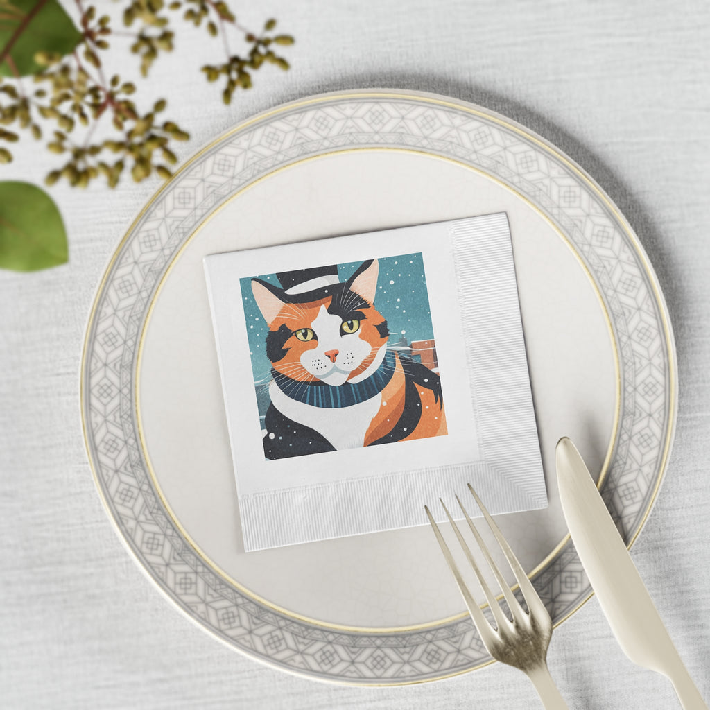 Winter Calico Cat Napkins