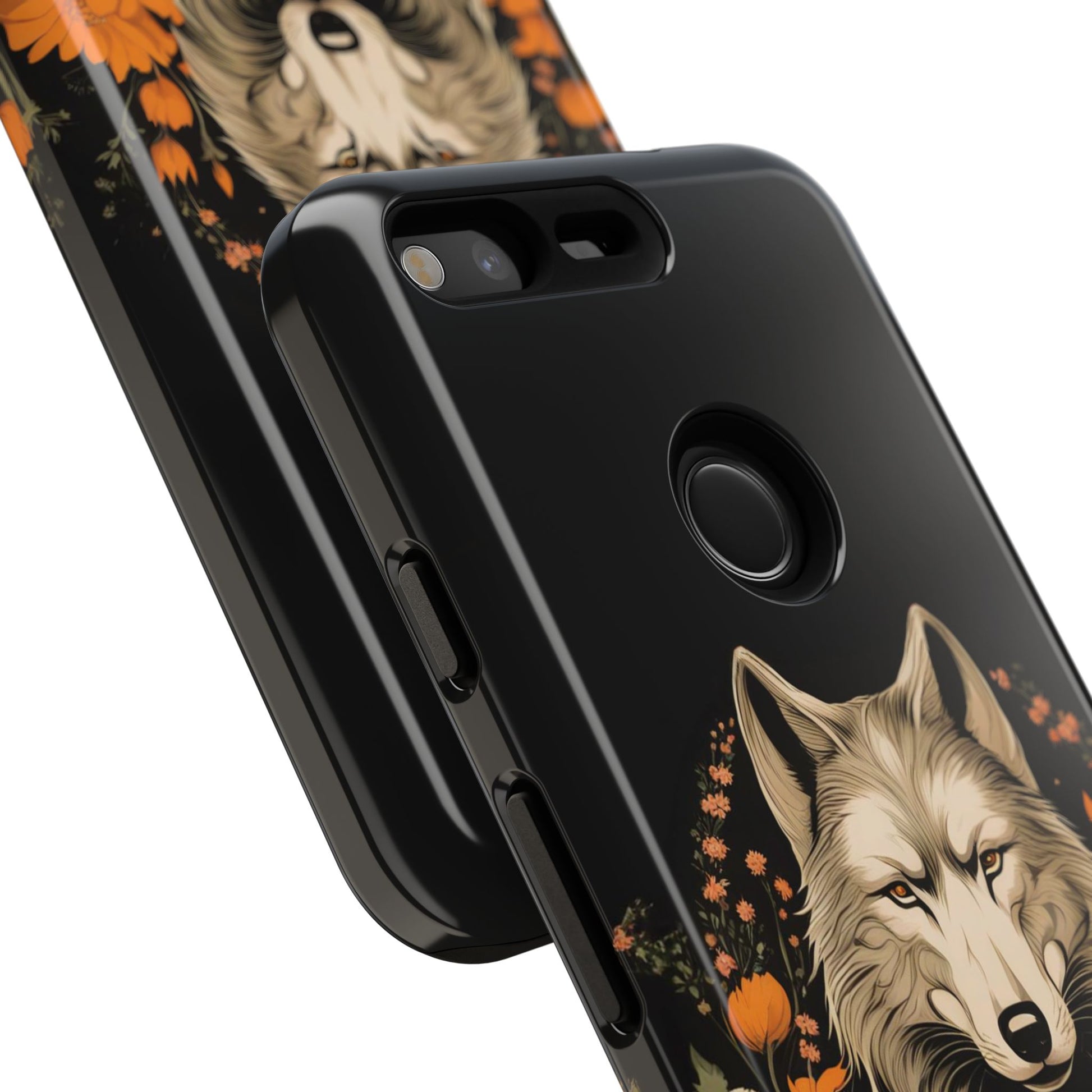 Wolf with Flowers, Animal Cell Phone Case - Apple, Samsung, Google Pixel