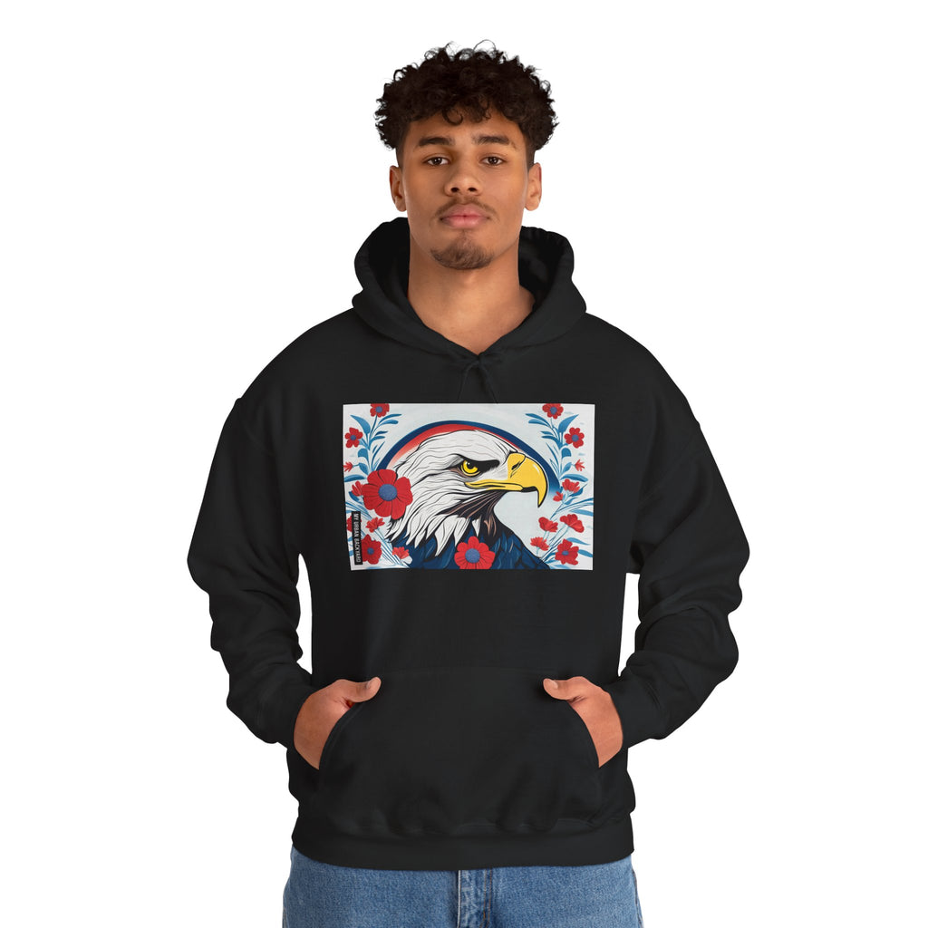 Bald Eagle Floral Hoodie - Unisex Sweatshirt, Nature Lover Gift, Patriotic Apparel, Cozy Outfit for All Seasons, Unique Design