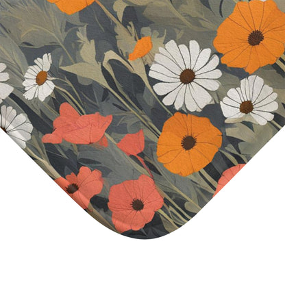 Urban Wildflowers, Memory Foam Bath Mat - Cozy Bathroom Essential