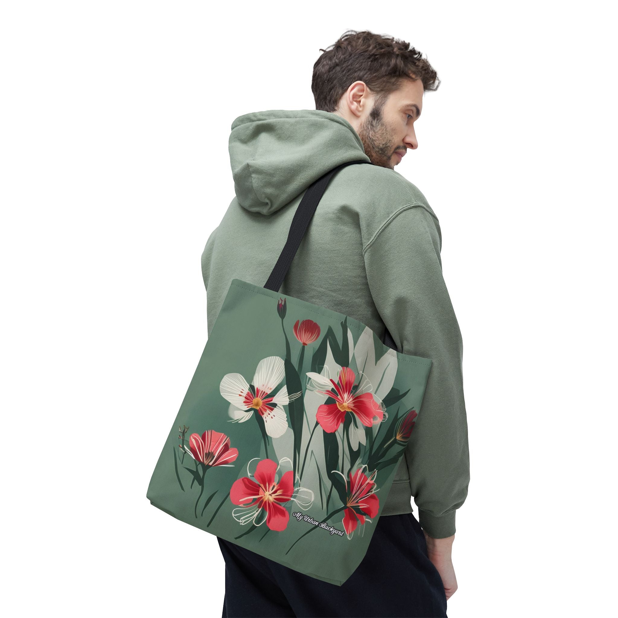 White and Red Wildflowers Tote Bag with Cotton Handles For Everyday Use, 3 Sizes