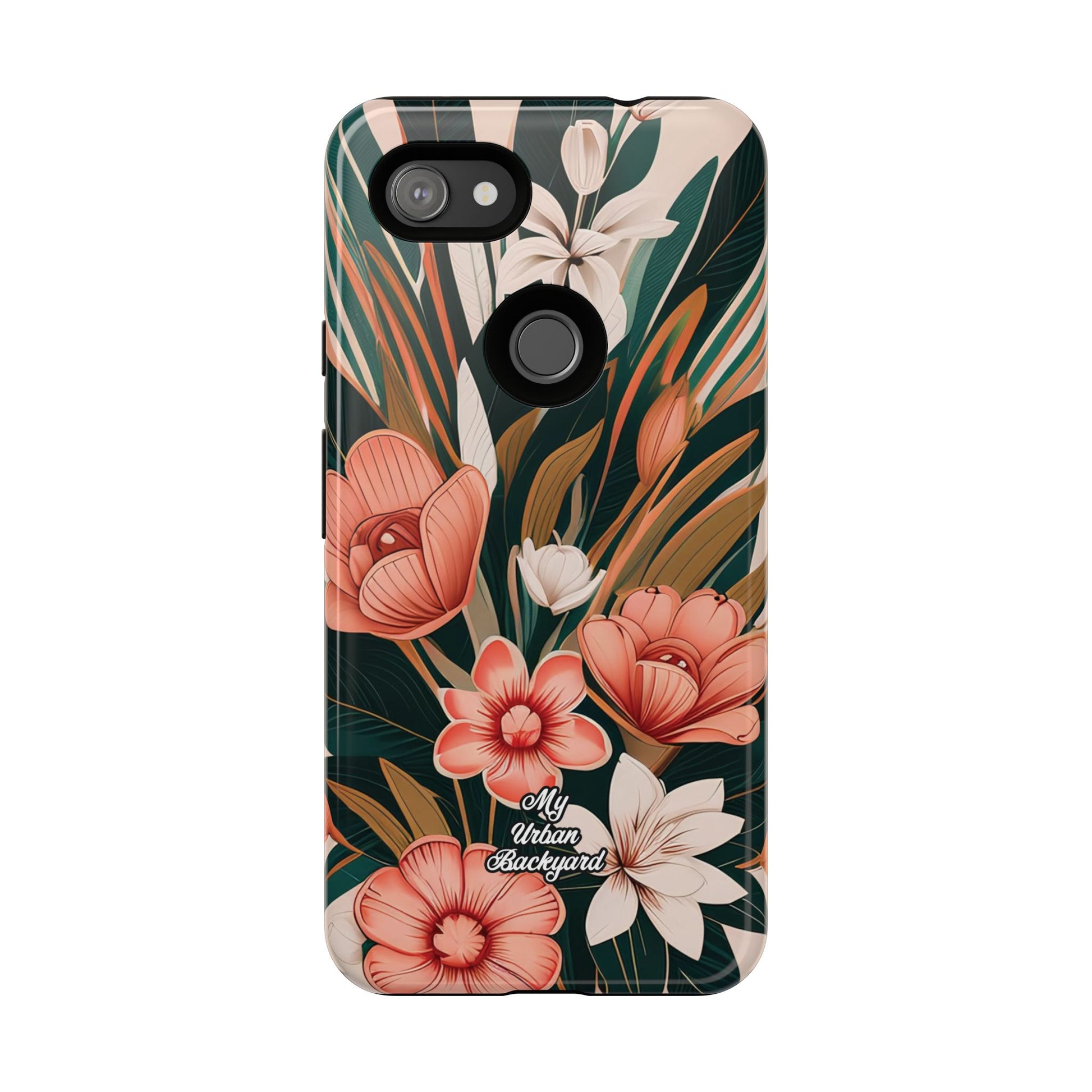 Peach Art Deco Flowers, Cell Phone Case - Apple, Samsung, Google Pixel