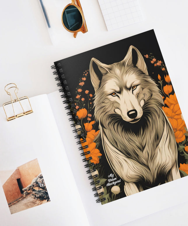 Wolf with Flowers, Spiral Notebook Journal - Write in Style
