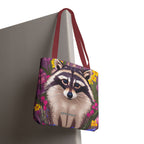 Raccoon and Flowers Tote Bag with Cotton Handles For Everyday Use, 3 Sizes