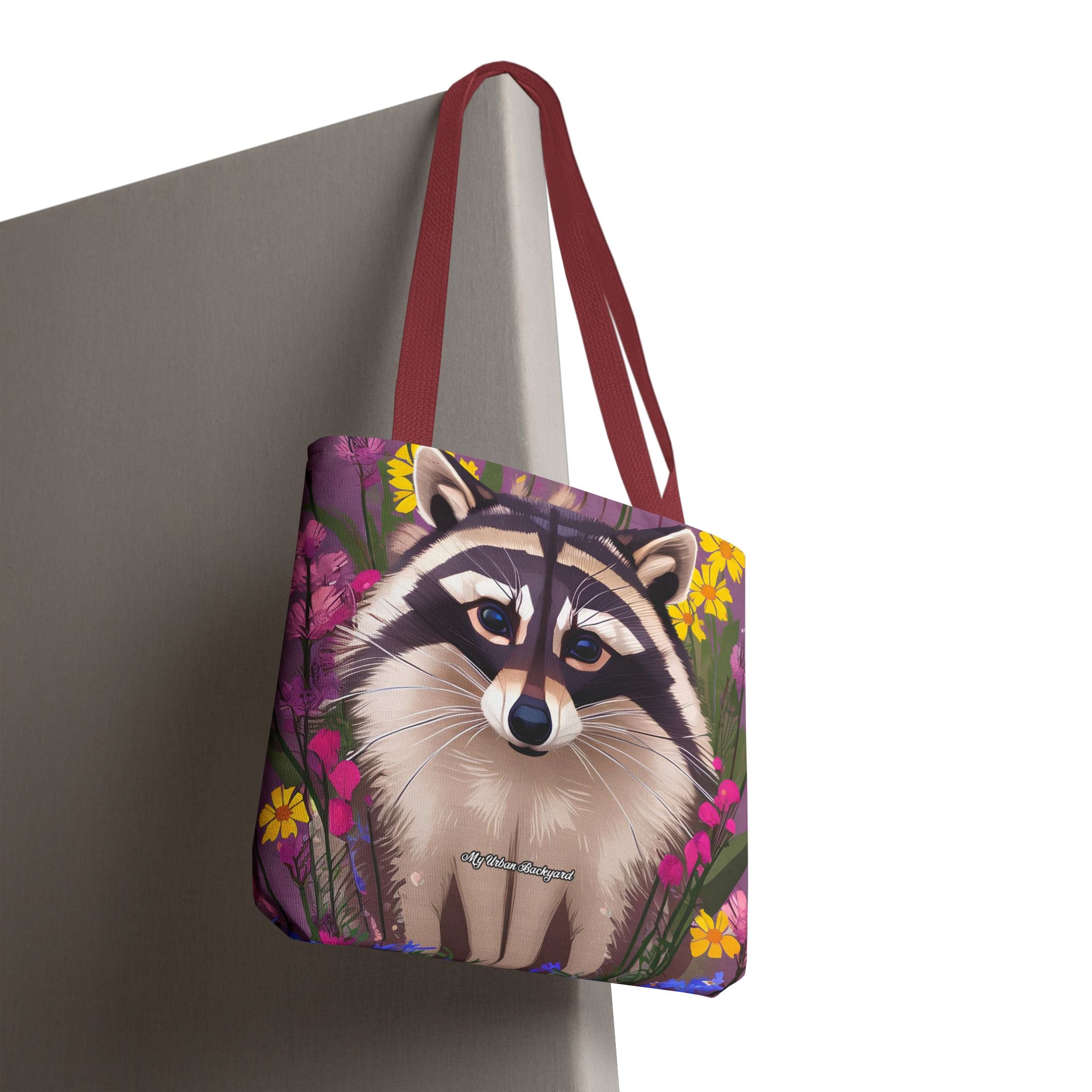 Raccoon and Flowers Tote Bag with Cotton Handles For Everyday Use, 3 Sizes
