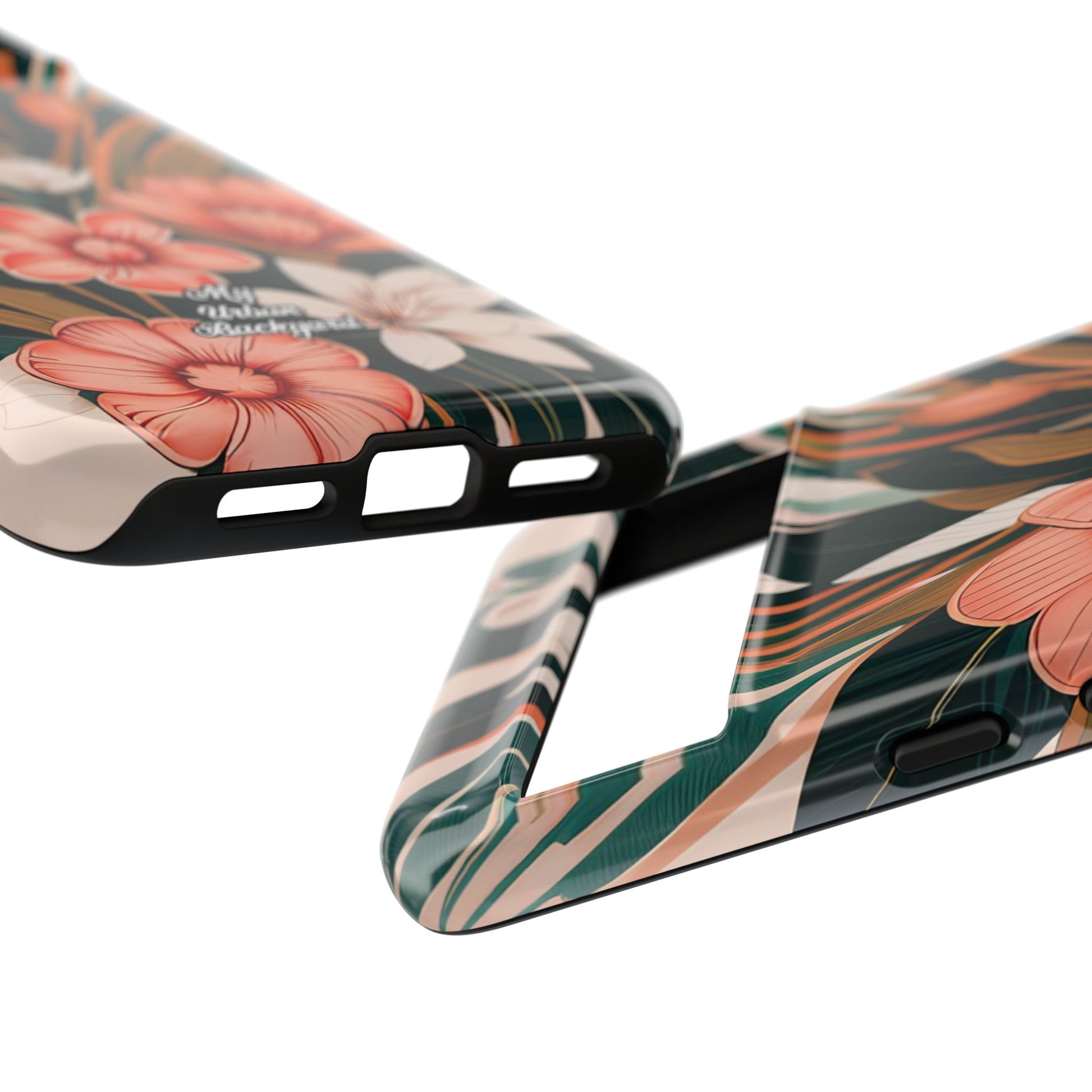 Peach Art Deco Flowers, Cell Phone Case - Apple, Samsung, Google Pixel