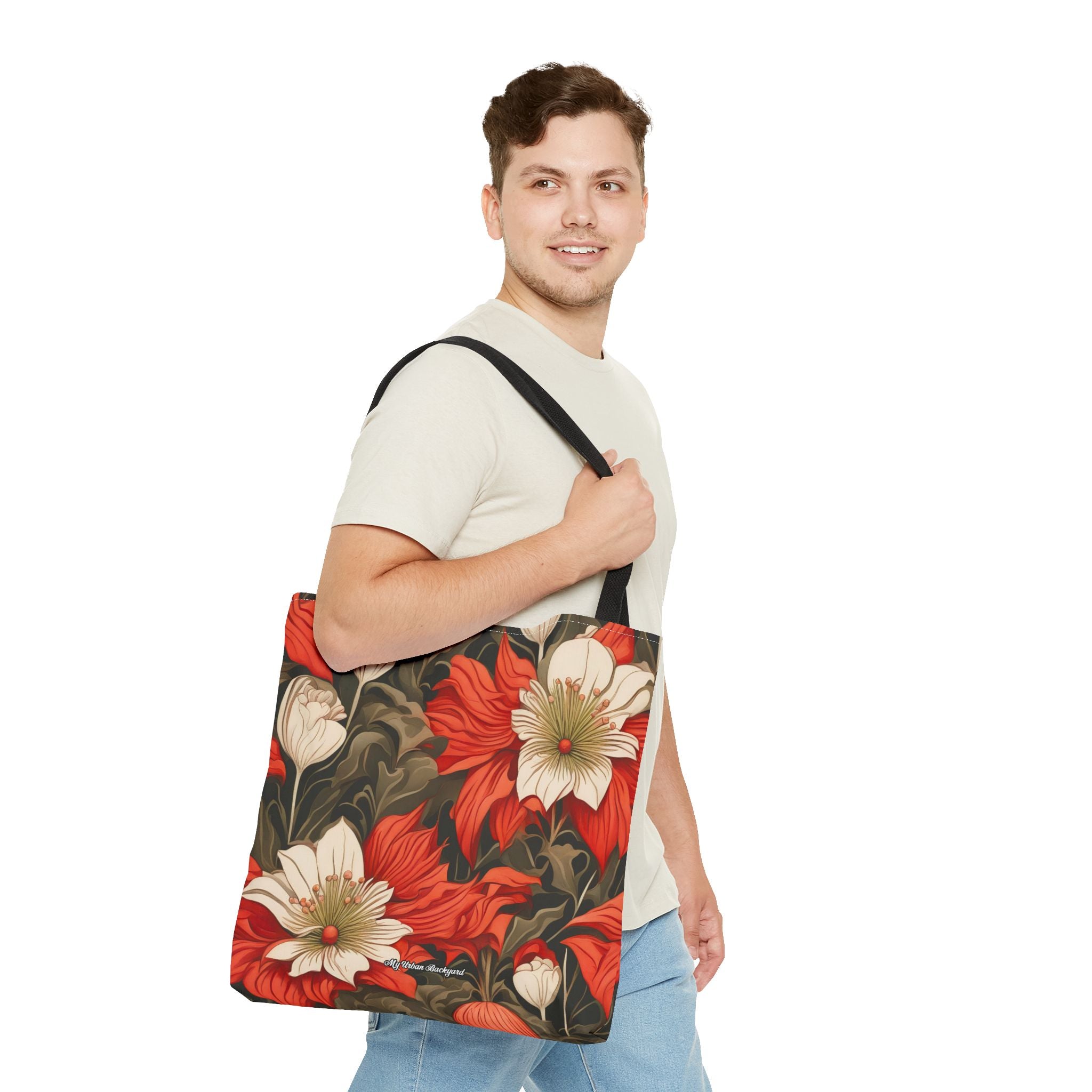 Holiday Flowers, Tote Bag with Cotton Handles