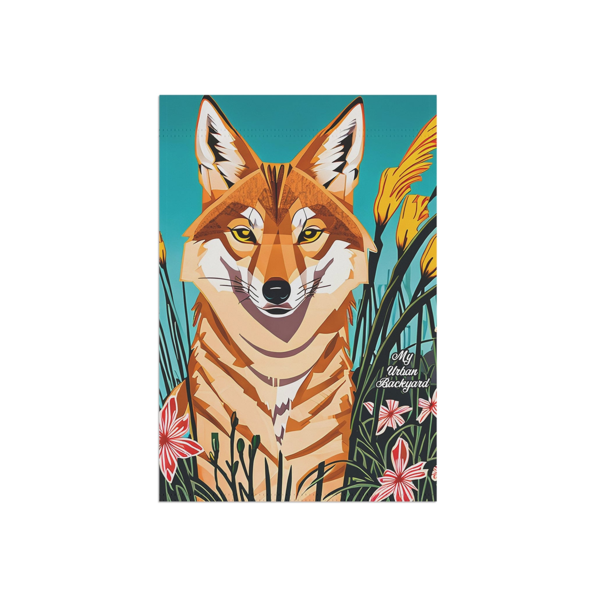 Coyote and Flowers, Garden Flag
