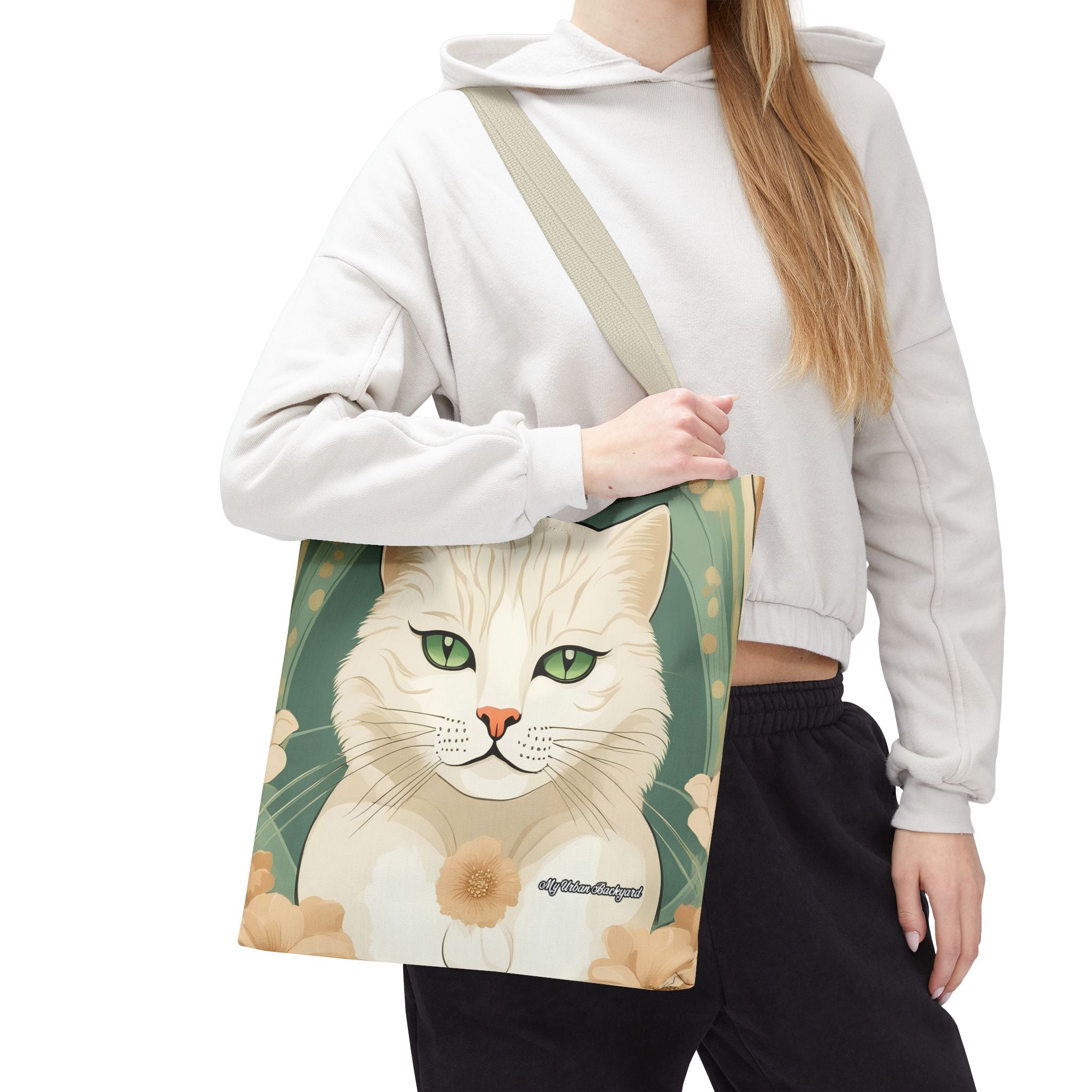 Blanca Purrington, Cat Tote Bag with Cotton Handles For Everyday Use, 3 Sizes