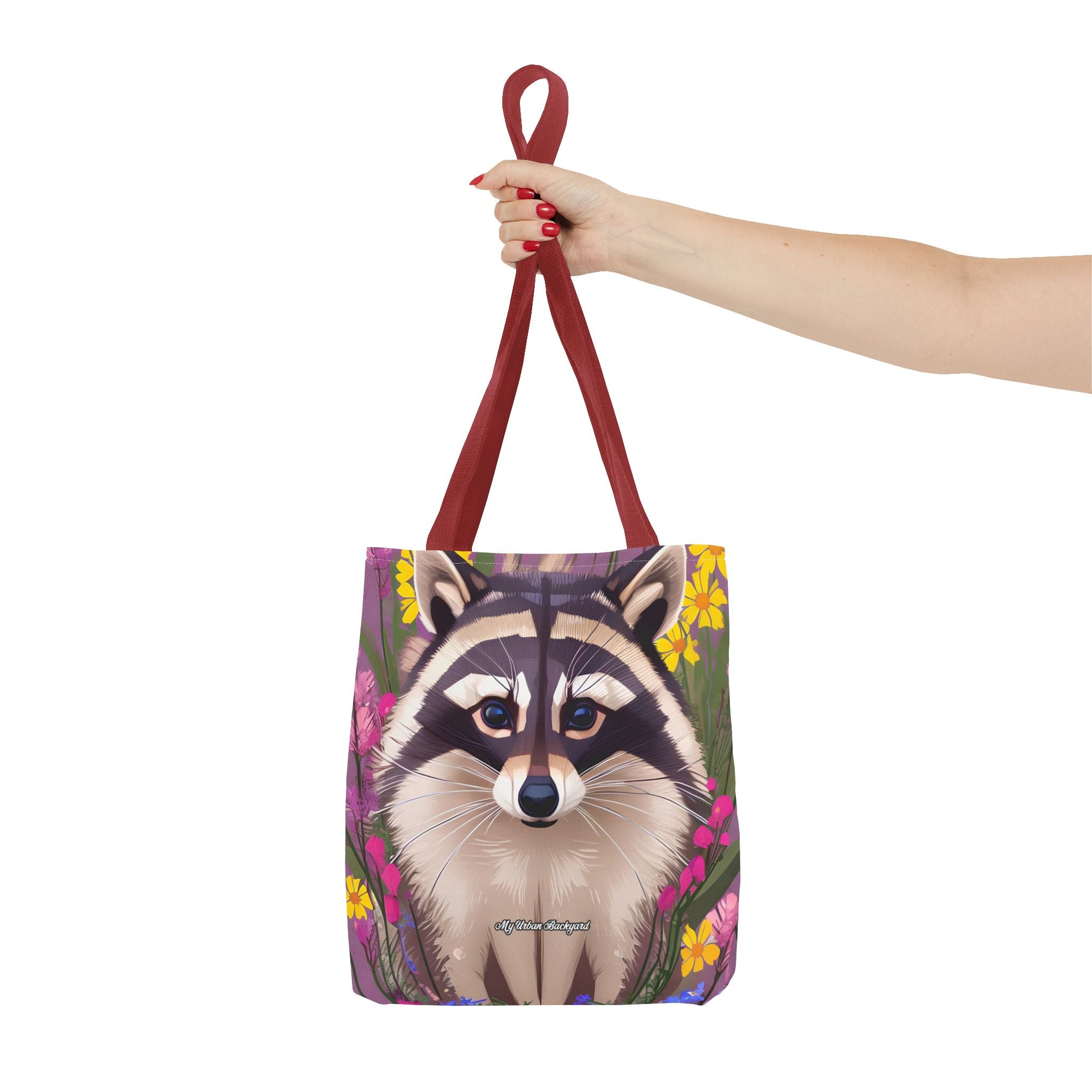 Raccoon and Flowers Tote Bag with Cotton Handles For Everyday Use, 3 Sizes