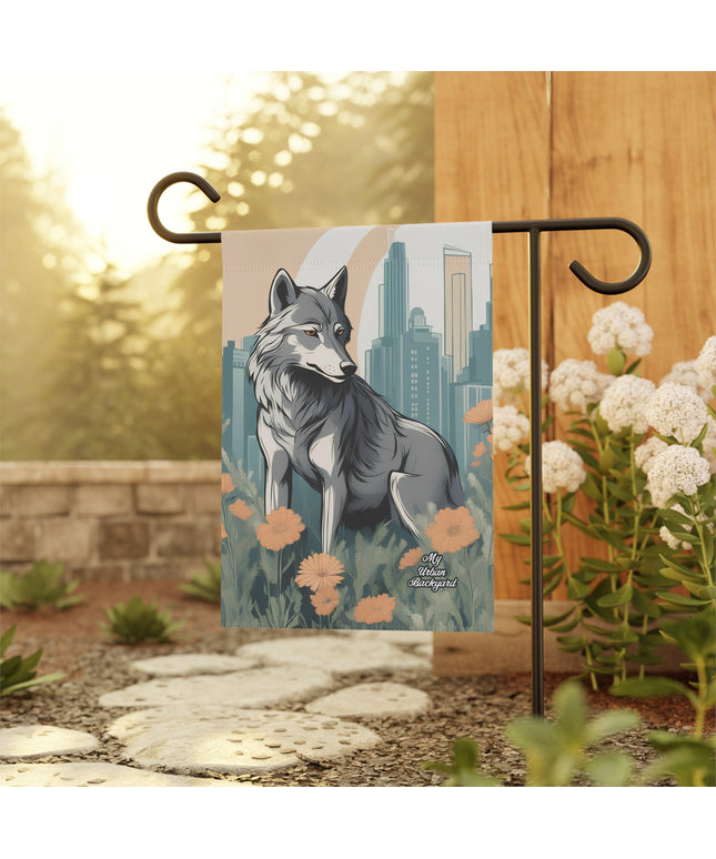 Urban Wolf, Garden Flag for Yard, Patio, Porch, or Work, 12"x18" - Flag only