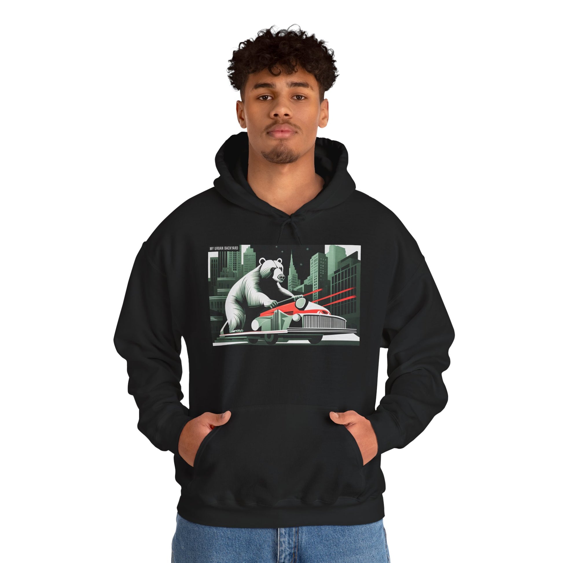 Bear in the City Graphic Hoodie, Cozy Sweatshirt for Animal Lovers, Perfect Gift for Birthdays, Holidays, and Everyday Wear