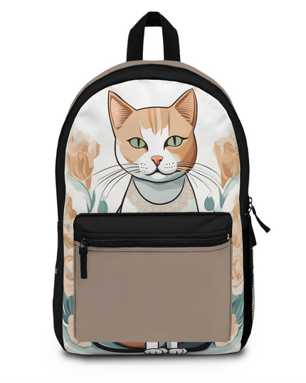 Green-Eyed Tabby Cat, Backpack with Computer Pocket and Padded Back