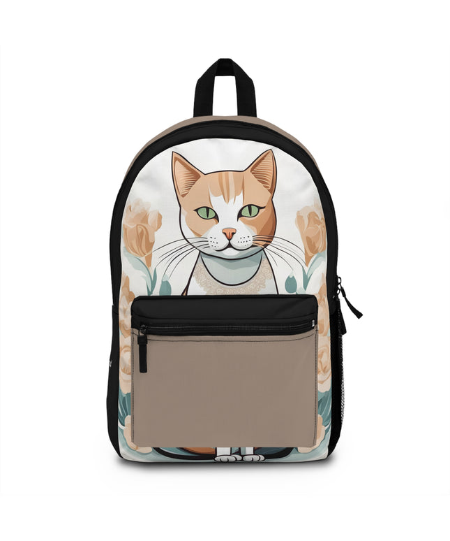 Green-Eyed Tabby Cat, Backpack with Computer Pocket and Padded Back