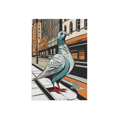 Pigeon on a City Street, Garden Flag for Yard, Patio, Porch, or Work, 12"x18" - Flag only