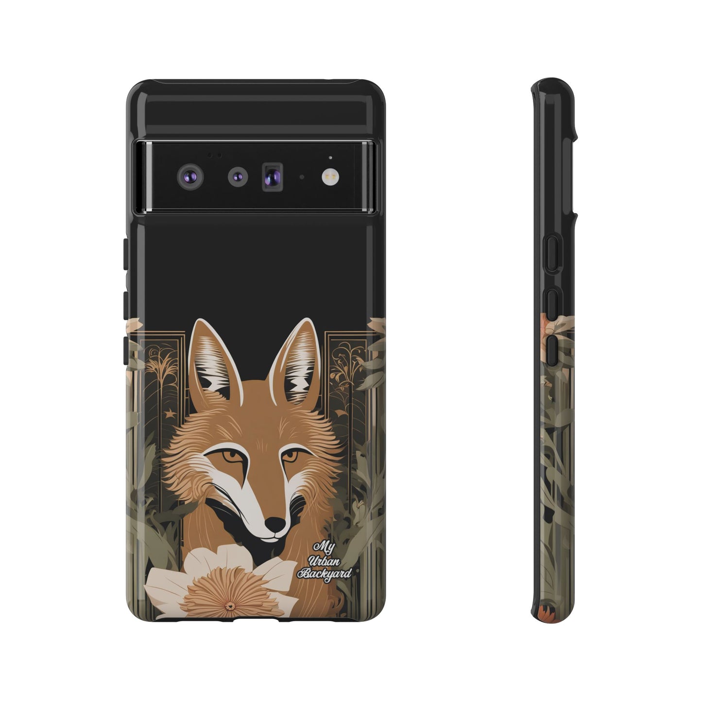 Art Deco Coyote with Flower, Cell Phone Case - Apple, Samsung or Google Pixel