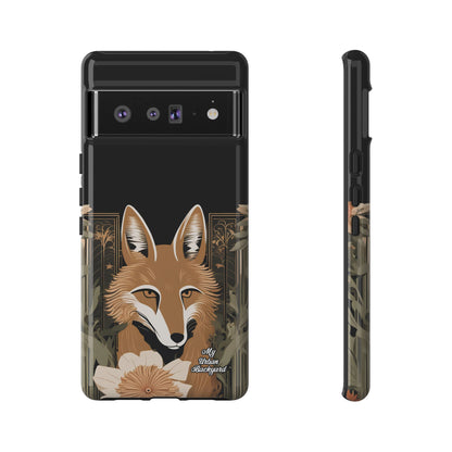 Art Deco Coyote with Flower, Cell Phone Case - Apple, Samsung or Google Pixel