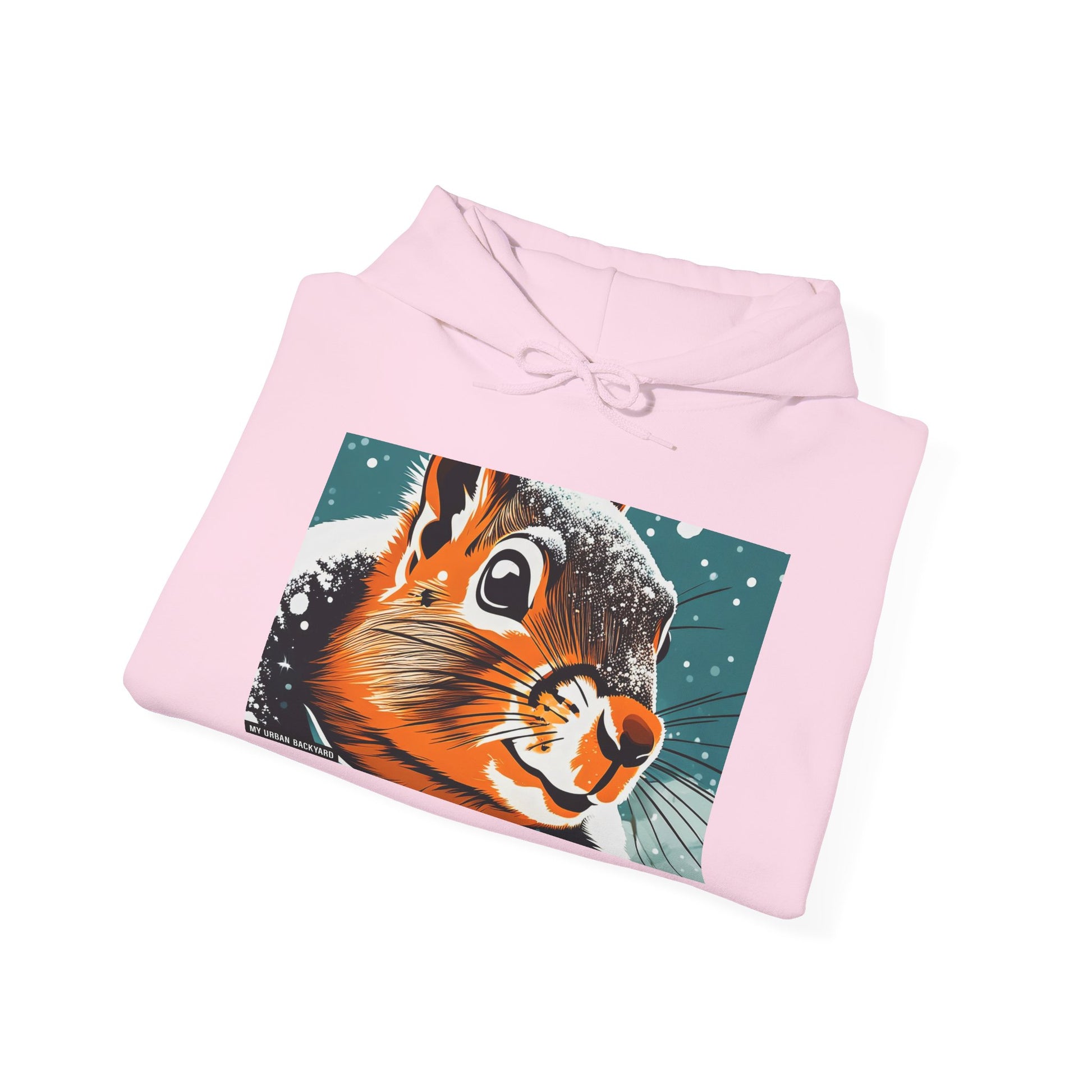 Winter Squirrel Sweatshirt - Unisex Heavy Blend Hooded, Cute Animal Apparel, Winter Fashion, Gift for Nature Lovers, Snowy Days, Cozy Wear