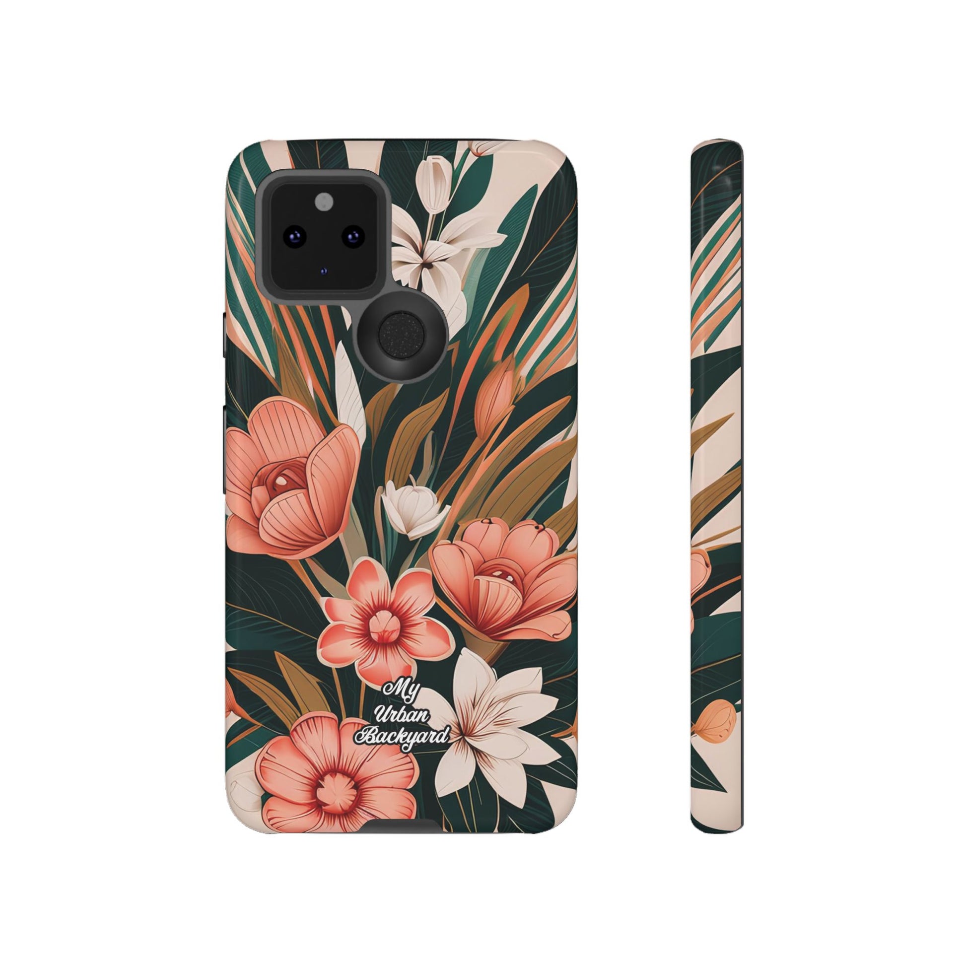 Peach Art Deco Flowers, Cell Phone Case - Apple, Samsung, Google Pixel
