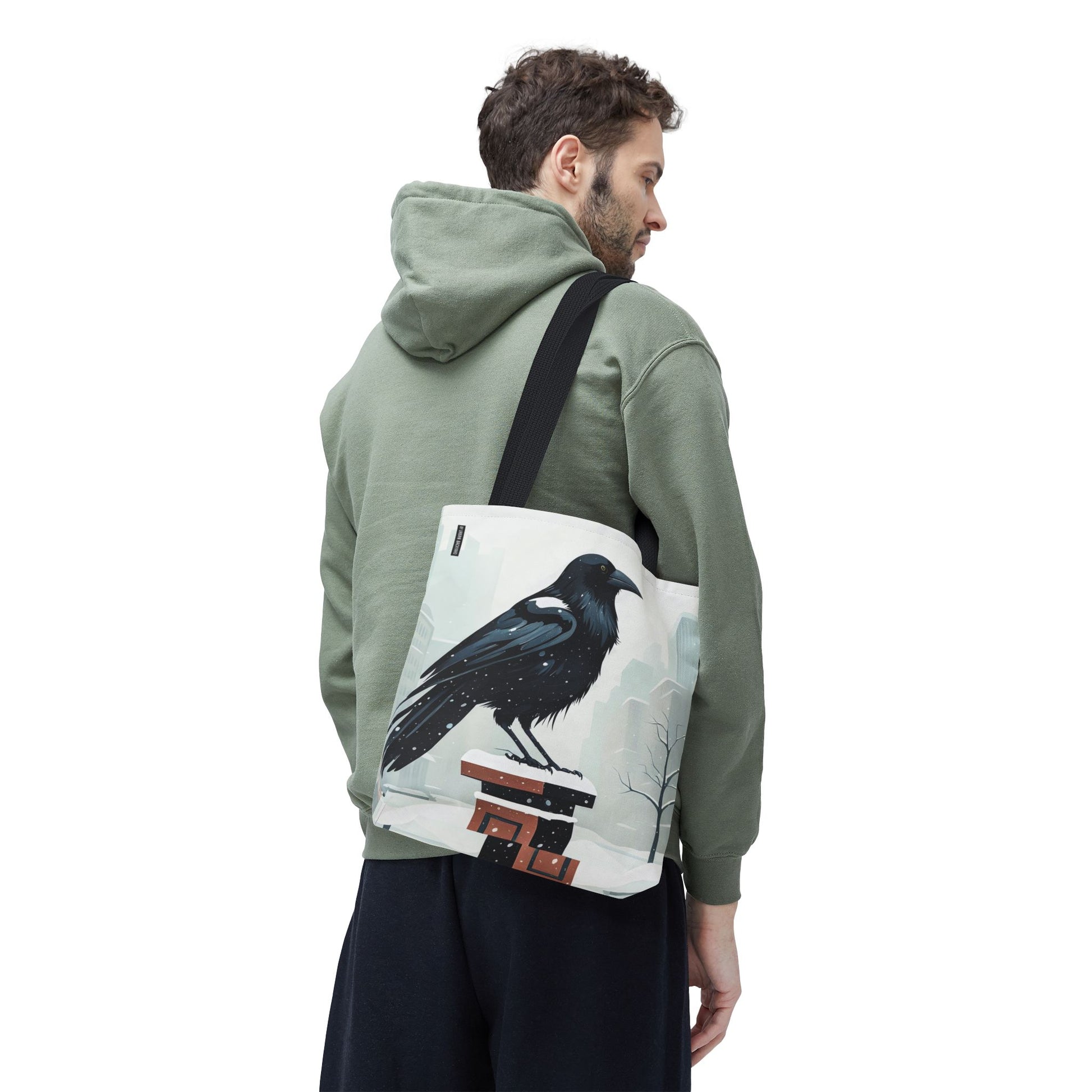 Winter Crow Tote Bag with Cotton Handles For Everyday Use, 3 Sizes