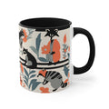 Raccoon Mural with Pastel Flowers, Ceramic Coffee Mug