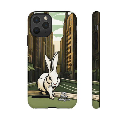 White Rabbit on a City Street, Cell Phone Case - Apple, Samsung, or Google Pixel