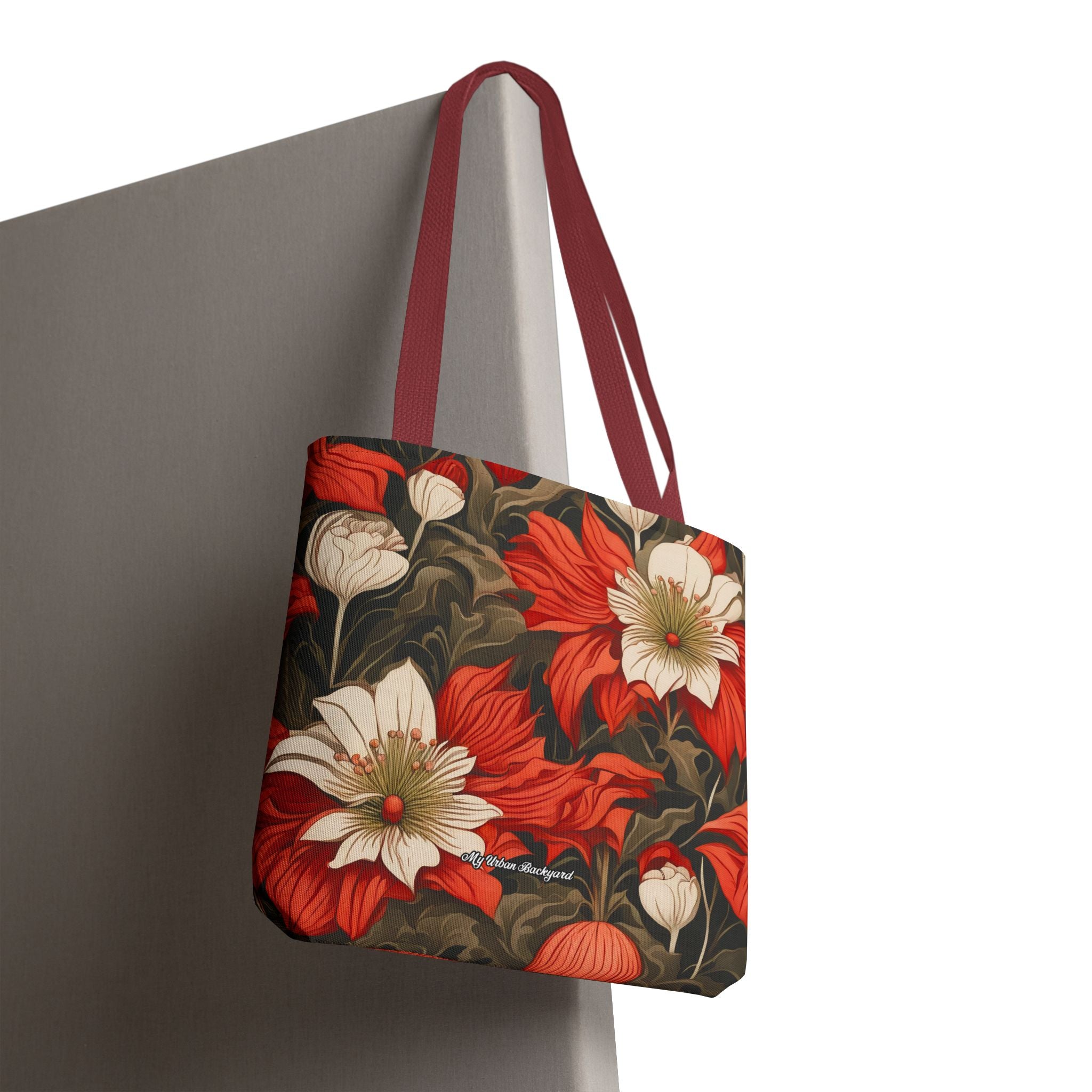 Holiday Flowers Tote Bag with Cotton Handles For Everyday Use, 3 Sizes