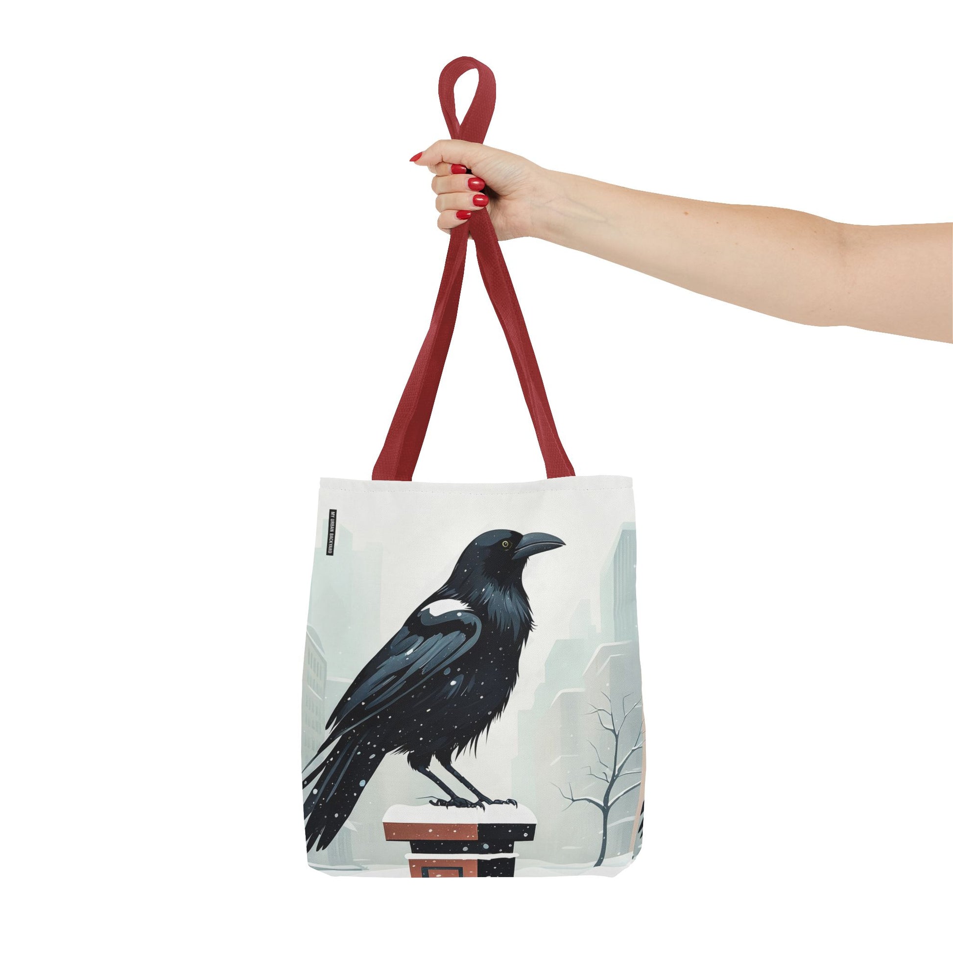 Winter Crow Tote Bag with Cotton Handles For Everyday Use, 3 Sizes