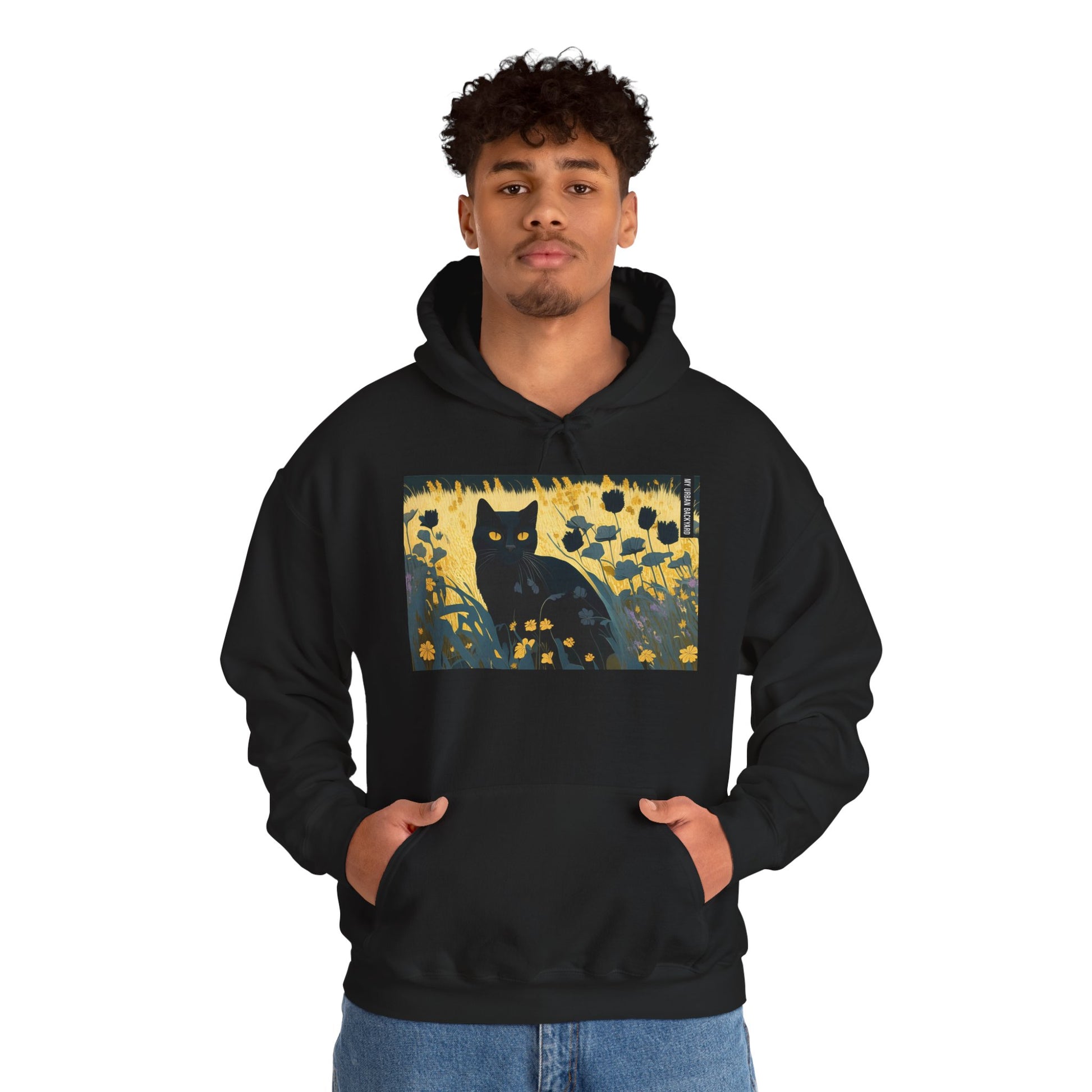 Bella Moonpaw, Black Cat Art Hoodie, Cozy Unisex Sweatshirt, Unique Gift for Cat Lovers, Casual Everyday Wear, Halloween Apparel, Artistic Hoodie
