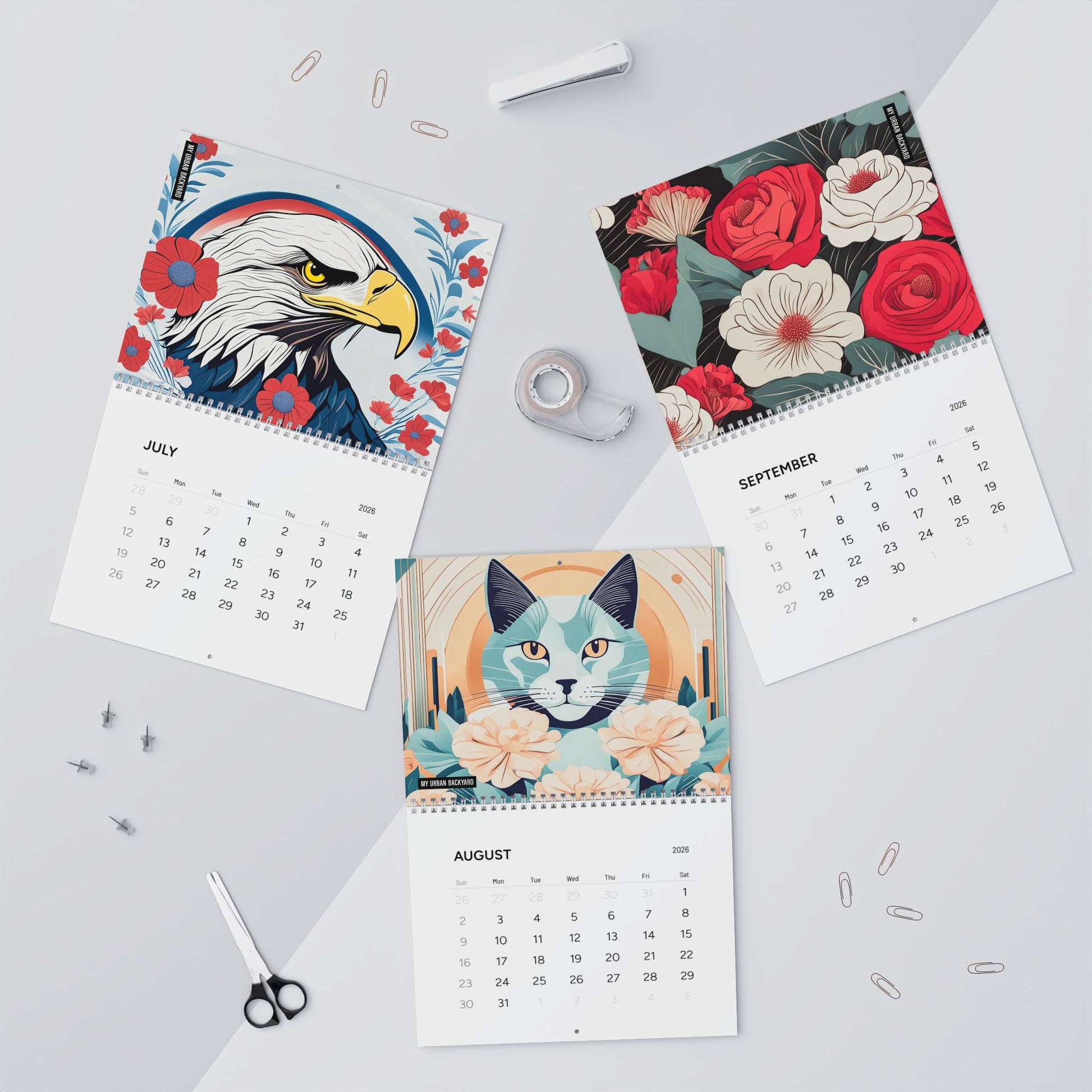 2026 My Urban Backyard Wall Calendar - Monthly Planner for Nature Lovers and Art Enthusiasts