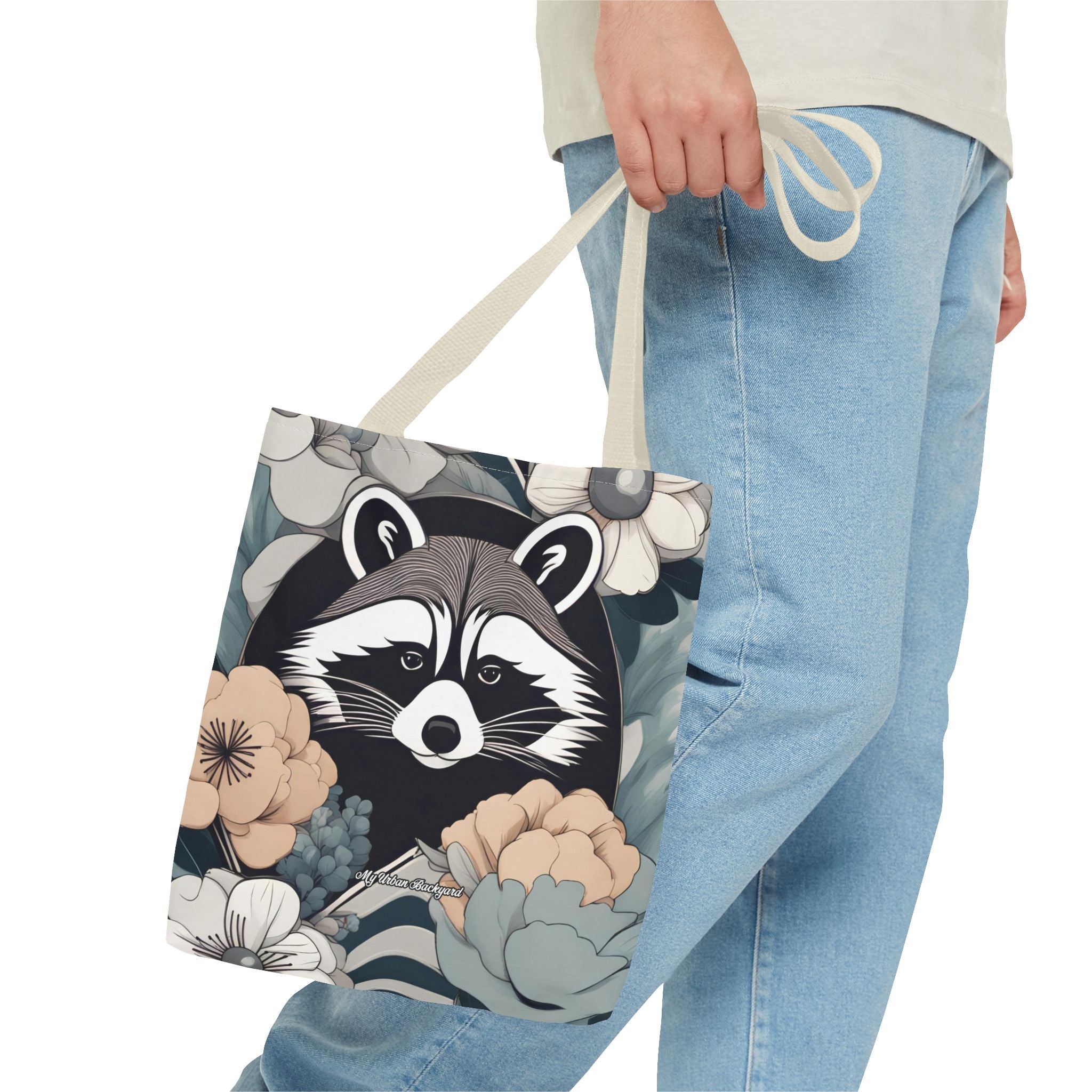 Rocco Pawsley, Raccoon Tote Bag with Cotton Handles For Everyday Use, 3 Sizes