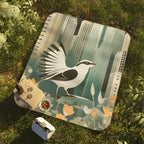 City Bird, Cozy Outdoor Picnic Blanket, Water-Resistant Bottom, 51" × 61"