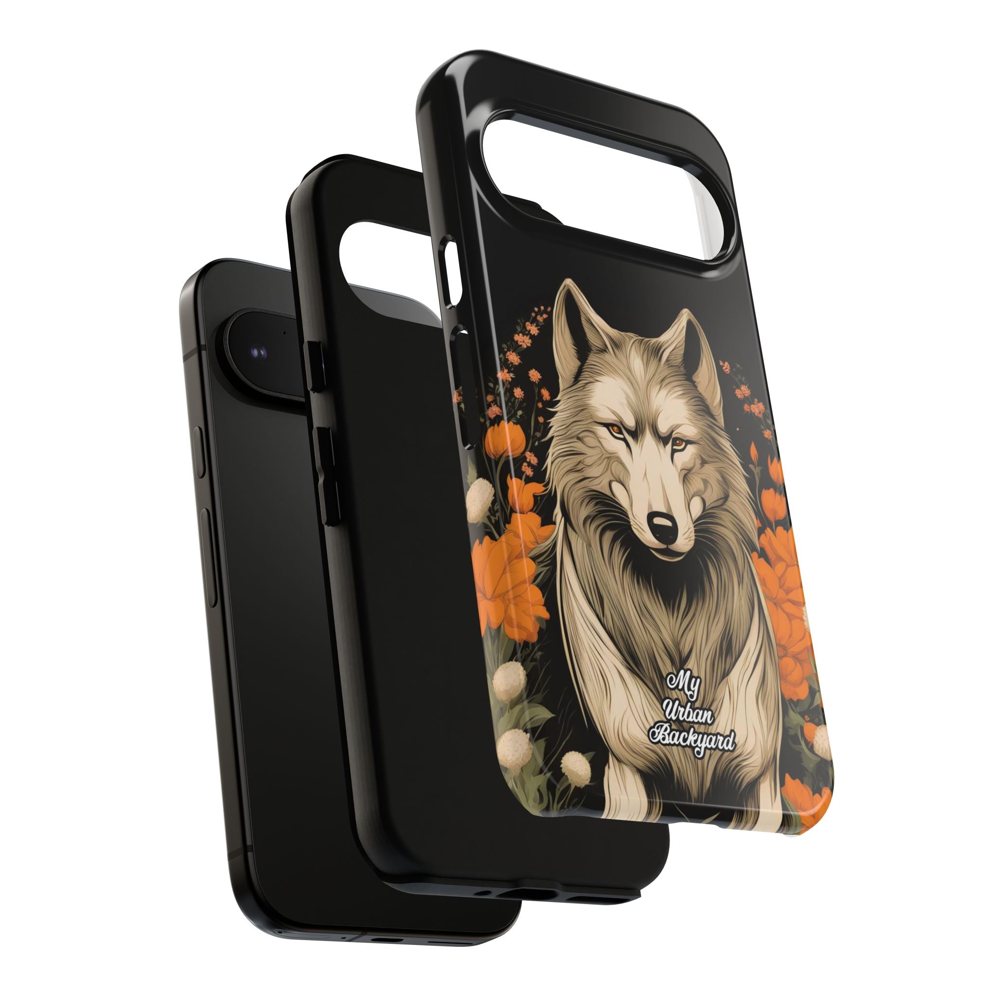 Wolf with Flowers, Animal Cell Phone Case - Apple, Samsung, Google Pixel