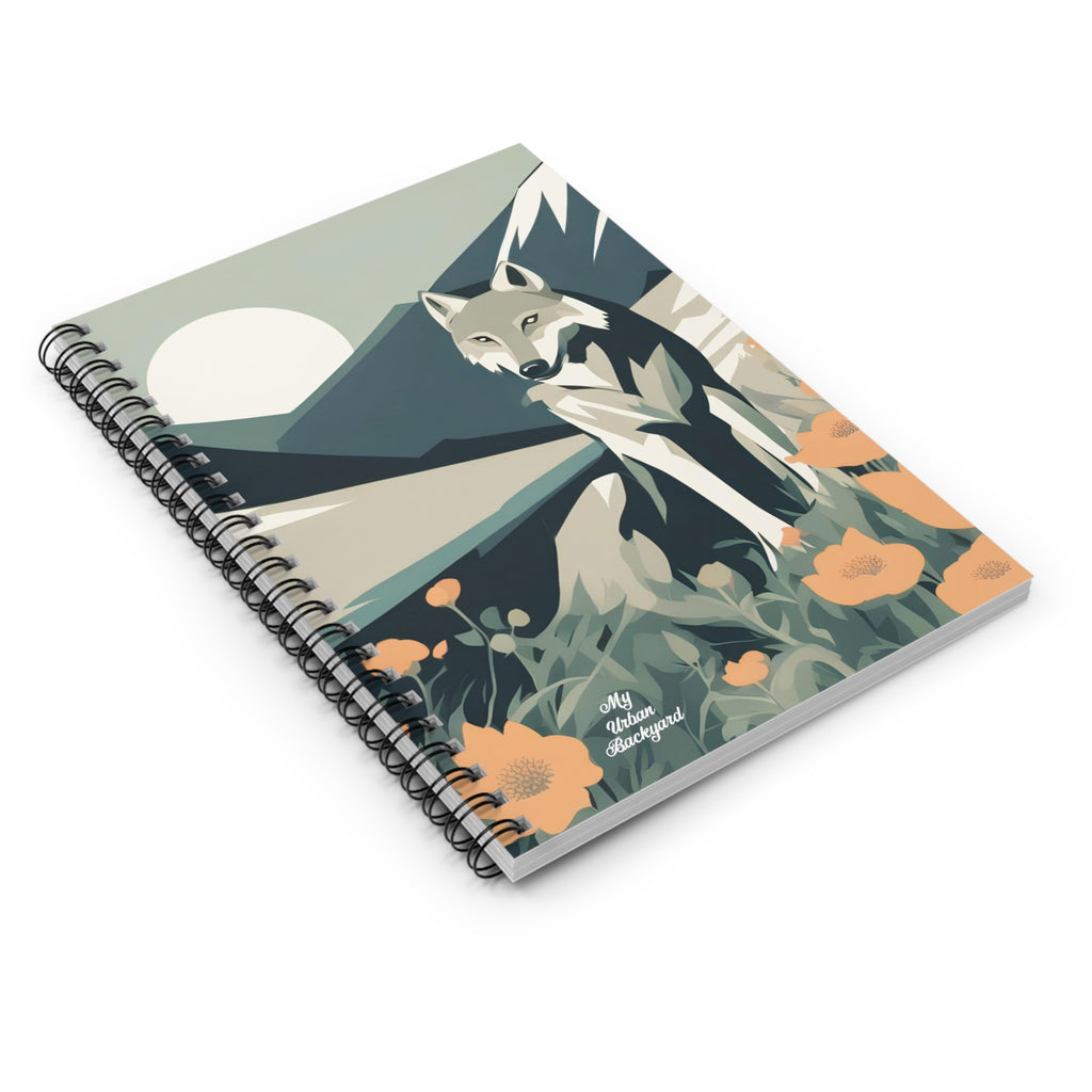 Mountain Wolf, Spiral Notebook Writing Journal - 118 Ruled Pages