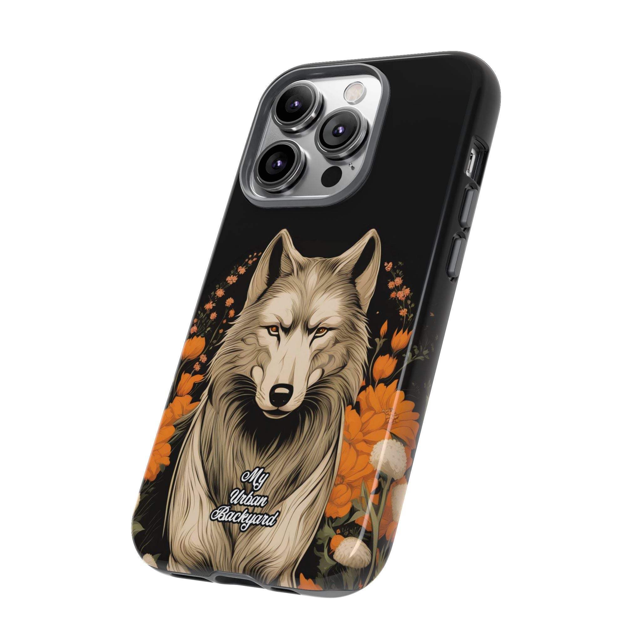 Wolf with Flowers, Animal Cell Phone Case - Apple, Samsung, Google Pixel