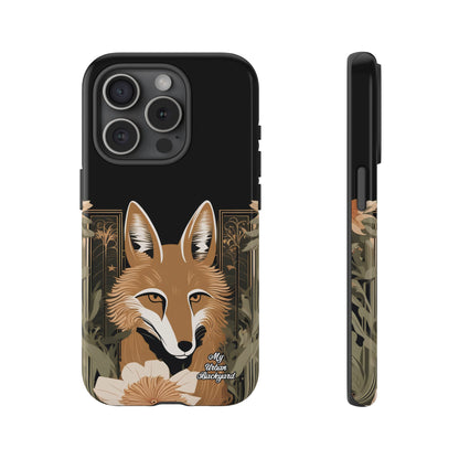 Art Deco Coyote with Flower, Cell Phone Case - Apple, Samsung or Google Pixel