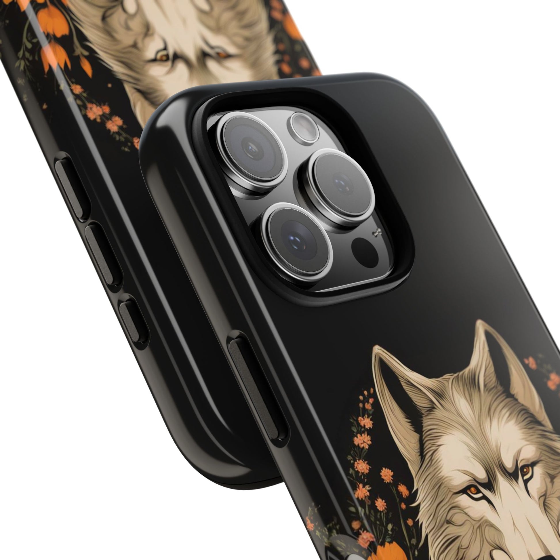 Wolf with Flowers, Animal Cell Phone Case - Apple, Samsung, Google Pixel