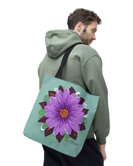 Purple Flower Tote Bag with Cotton Handles For Everyday Use, 3 Sizes